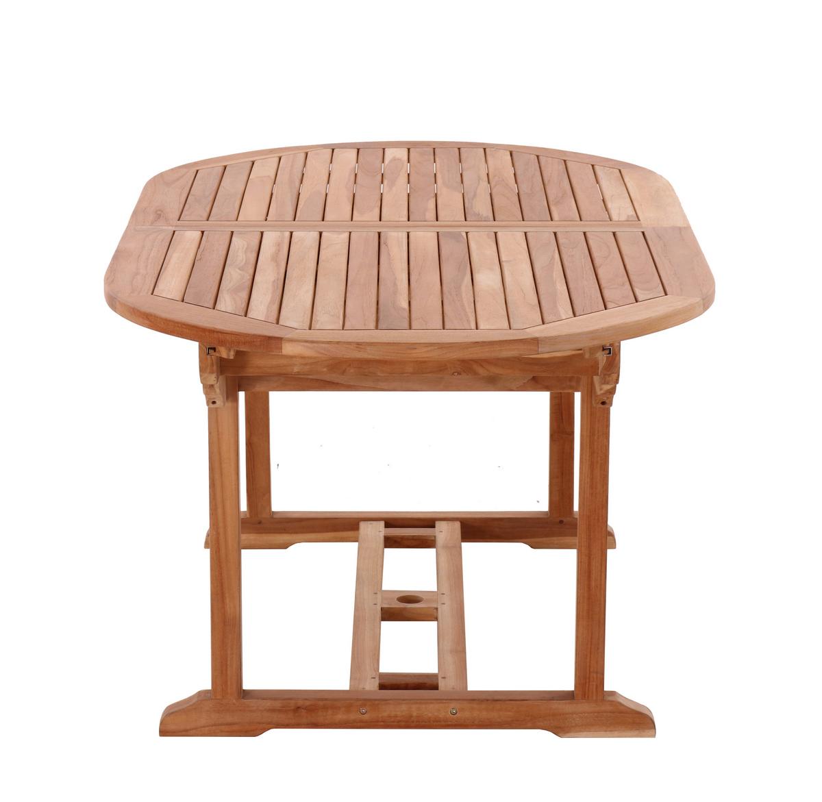 Gartentisch Naturfarben Teakholz ca. 180 cm oval - Naturfarben, Natur, Holz (180/100/75cm) - Gardenson