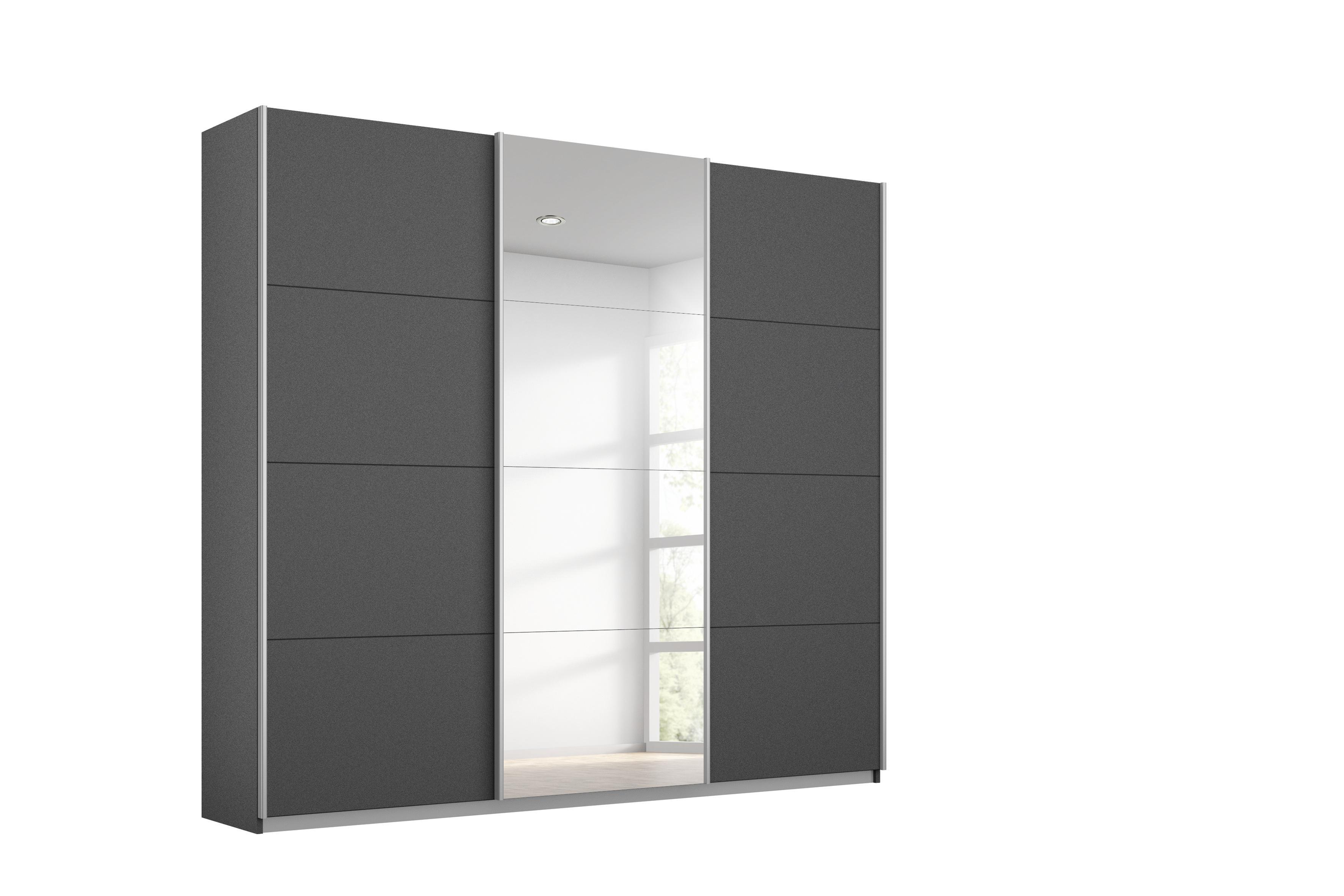 Schwebetürenschrank Kulmbach in Grau ca. 203x210x62cm - Dunkelgrau/Alufarben, KONVENTIONELL, Glas/Holzwerkstoff (203/210/62cm) - Mömax