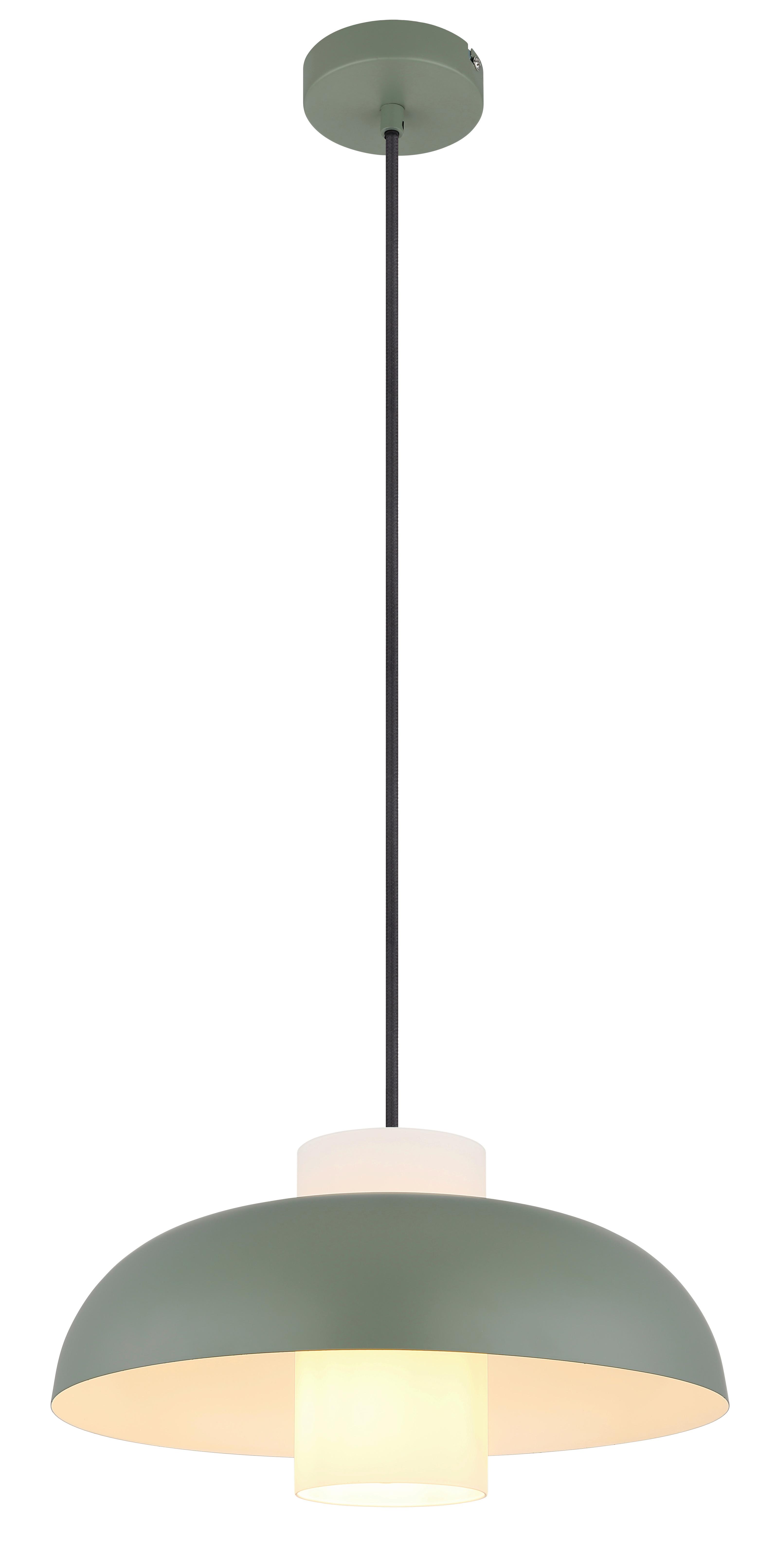 HÄNGELEUCHTE 15755G - Weiss/Grün, Trend, Glas/Textil (38/120cm) - Globo