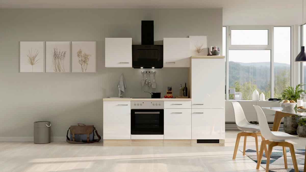 Kuhinjski Blok Valero - barve nerjavečega jekla/bela, Moderno, kovina/leseni material (220cm) - FlexWell