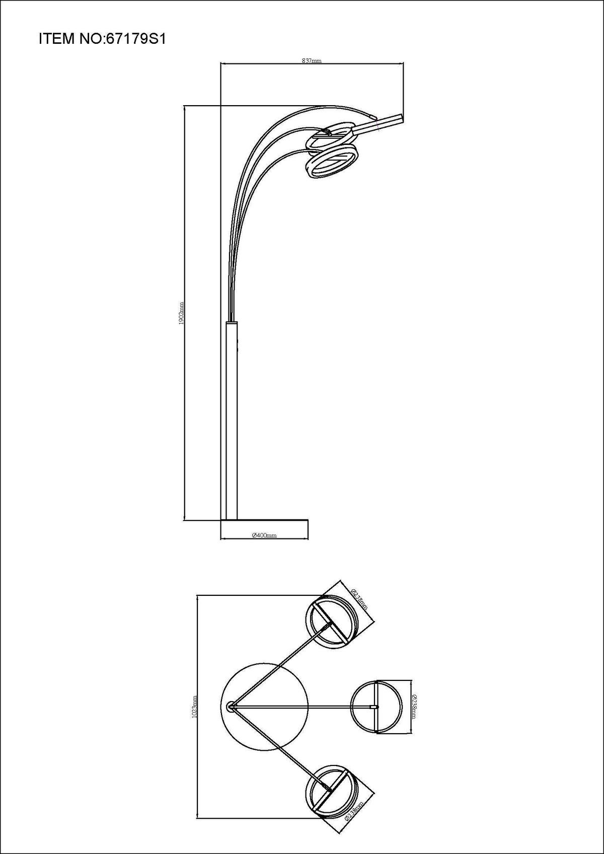 LED-STEHLEUCHTE 67179S1 DELLA - Klar/Weiss, Design, Kunststoff/Metall (83,7/102,3/190,2cm) - Globo