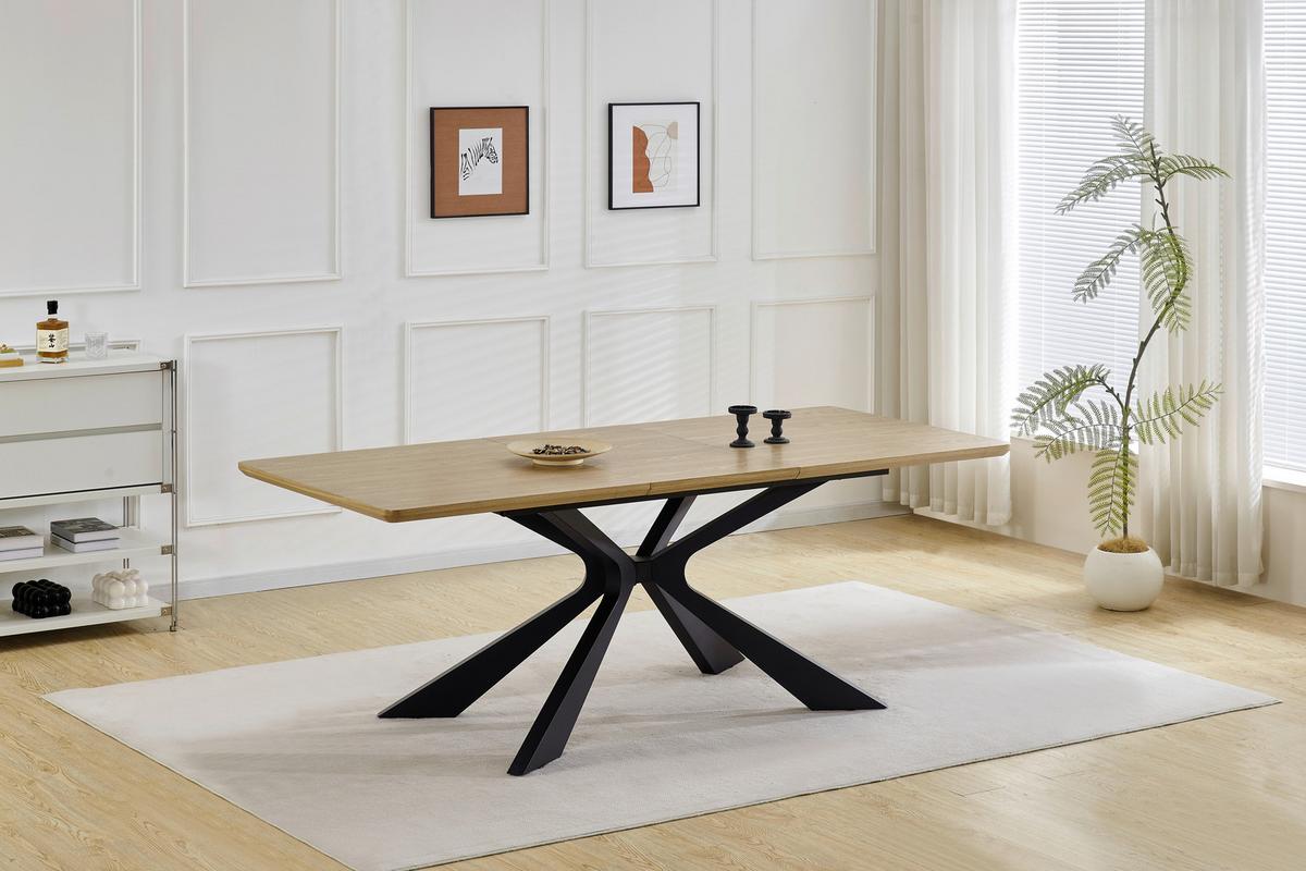 Raztegljiva Miza Lulea, Barva Hrasta, Črna, 160-210x90 - črna/barve hrasta, Moderno, kovina/leseni material (160-210/90/76cm) - P & B
