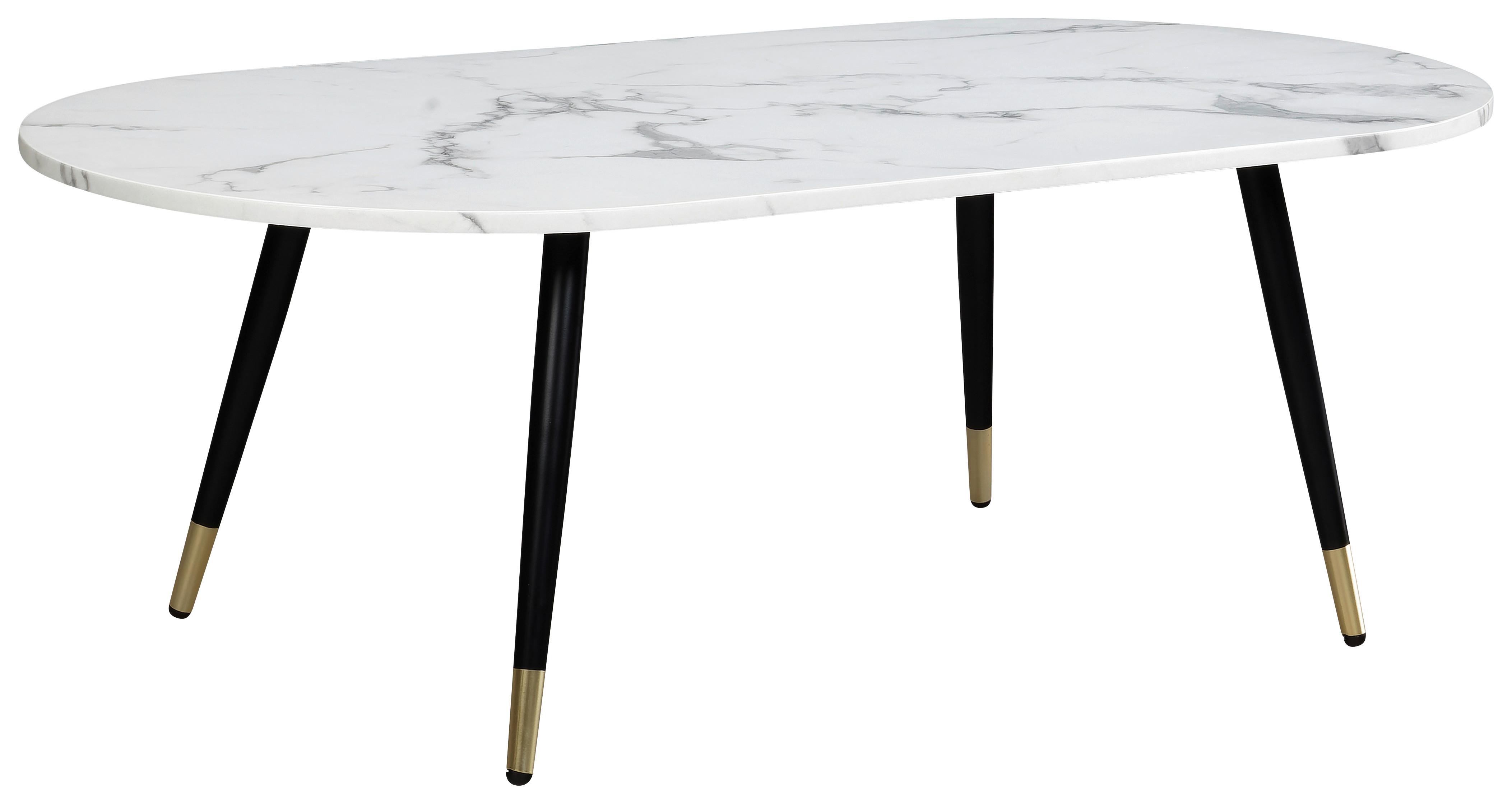 Klubska Miza Marble, Videz Marmorja - zlate barve/črna, Design, kovina/leseni material (120/60/41,5cm) - MID.YOU