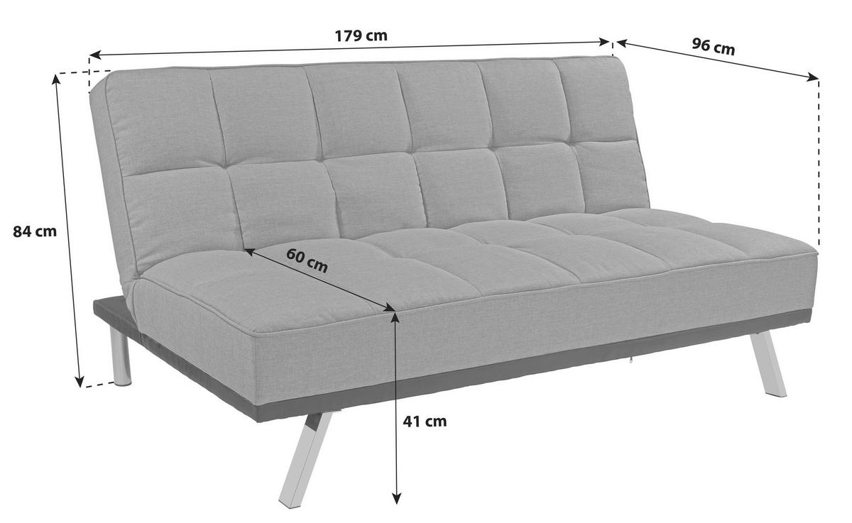 Zofa S Posteljno Funkcijo Roma, Antracit - barve nerjavečega jekla/antracit, Basics, kovina/tekstil (179/84/96cm) - Mömax