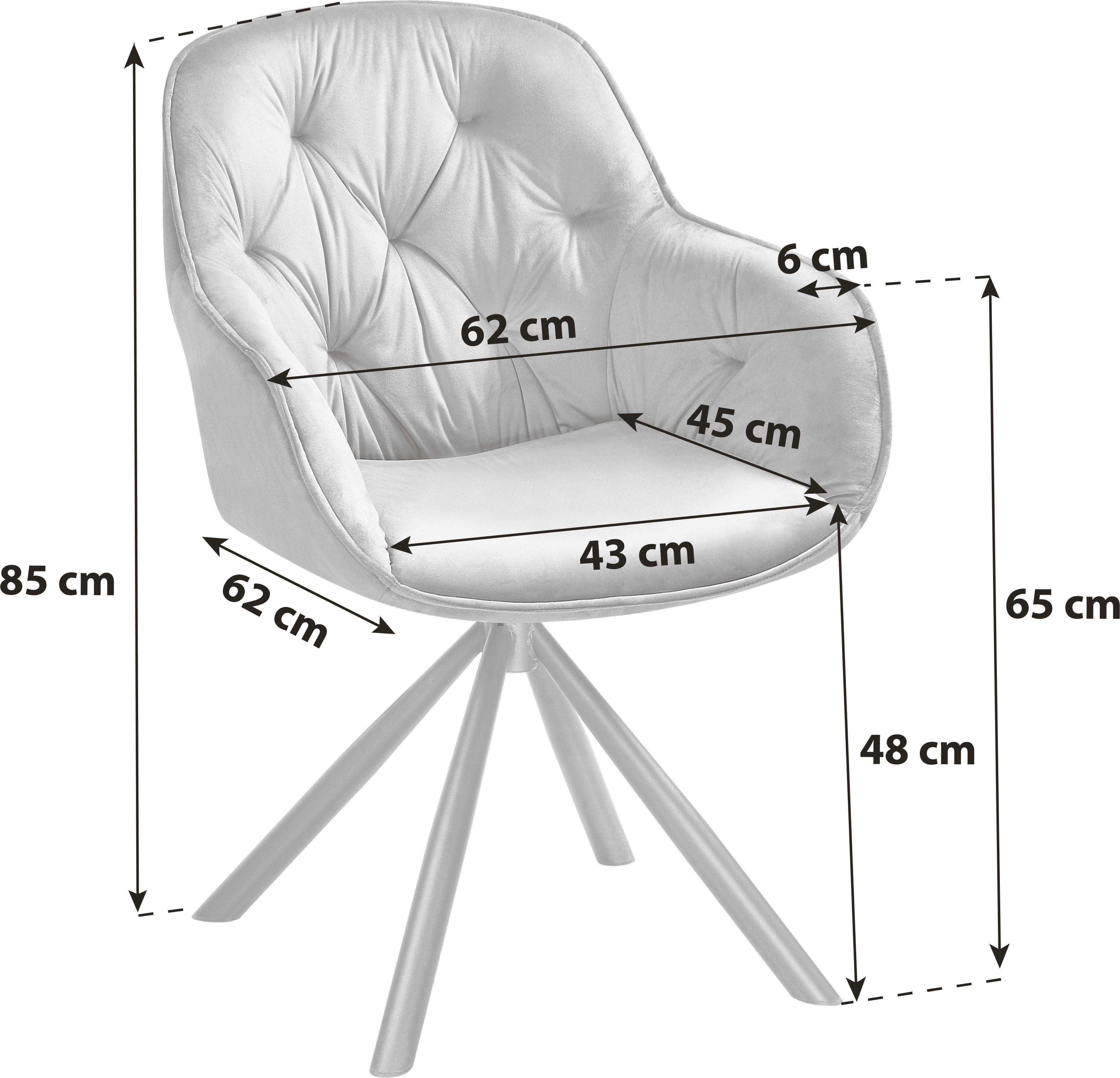 Naslanjač Silvi, Črna, Žamet, Vrtljiv - črna, Konvencionalno, kovina/tekstil (62/85/62cm)