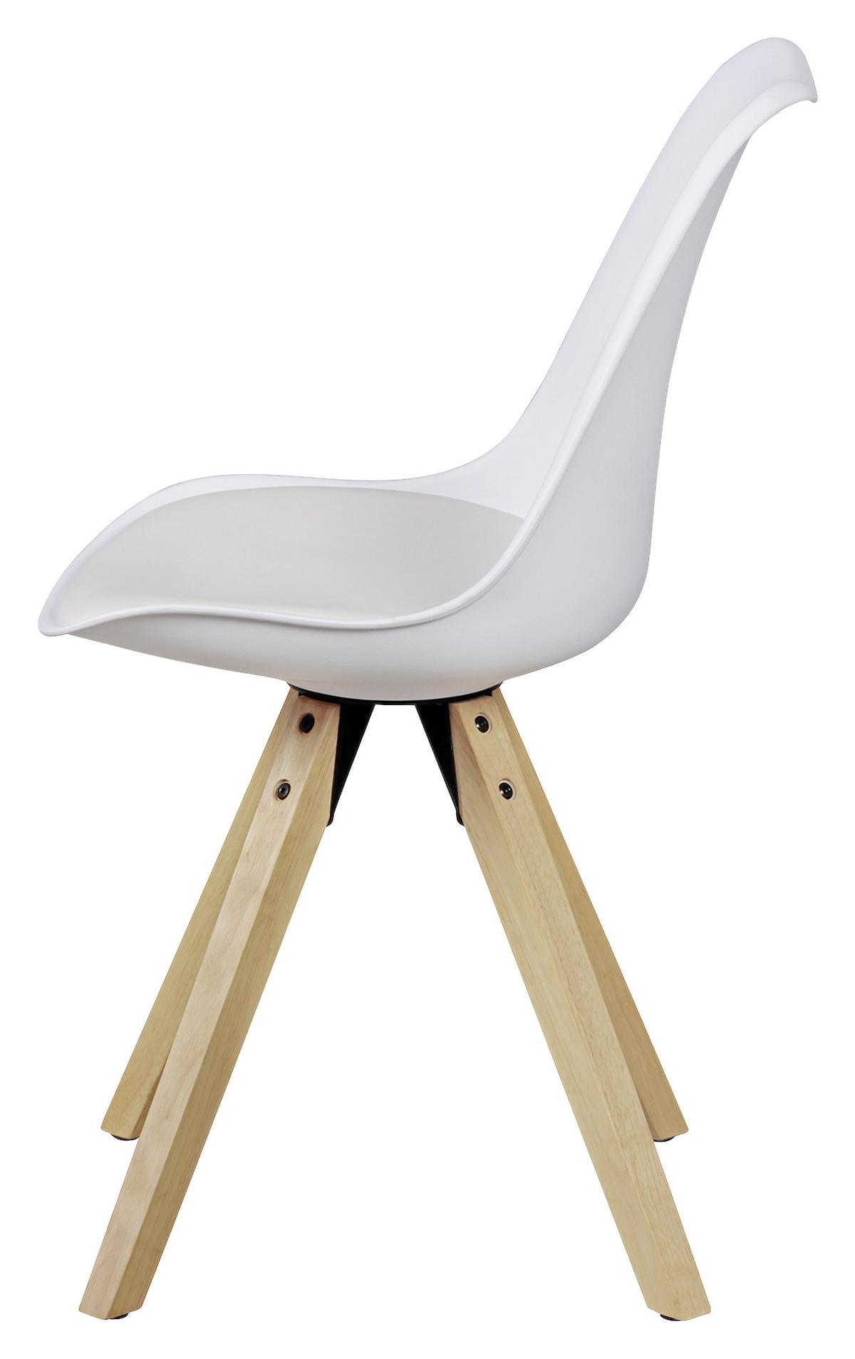 Stuhl - Set "WL5.024" , 2 - er Set , weiss - Eichefarben/Weiß, Design, Holz/Kunststoff (48/89/48cm) - MID.YOU