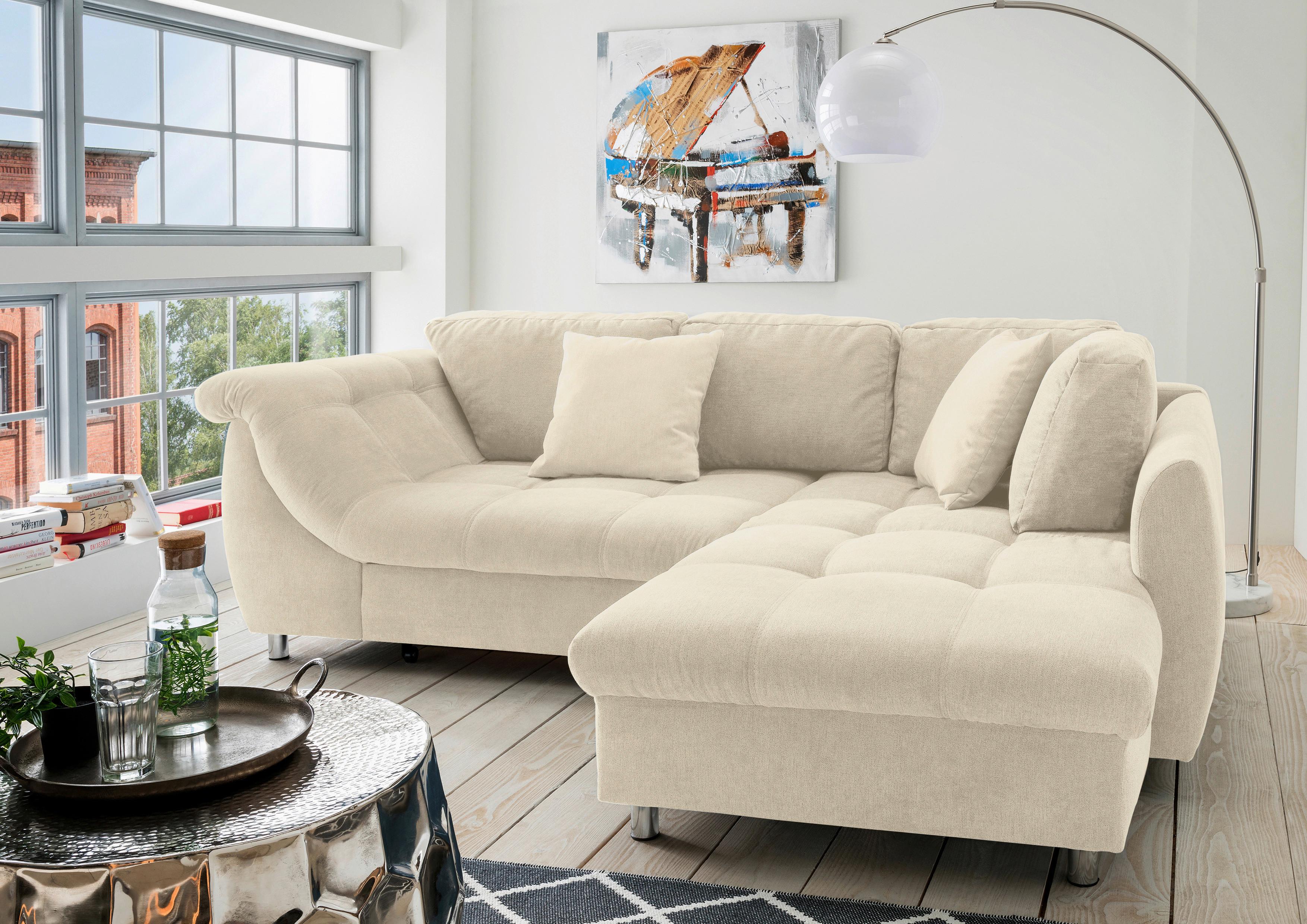 Sedežna Garnitura Agira, Bež, Ležišče - barve kroma/bež, Design, tekstil (250/190cm) - Modern Living