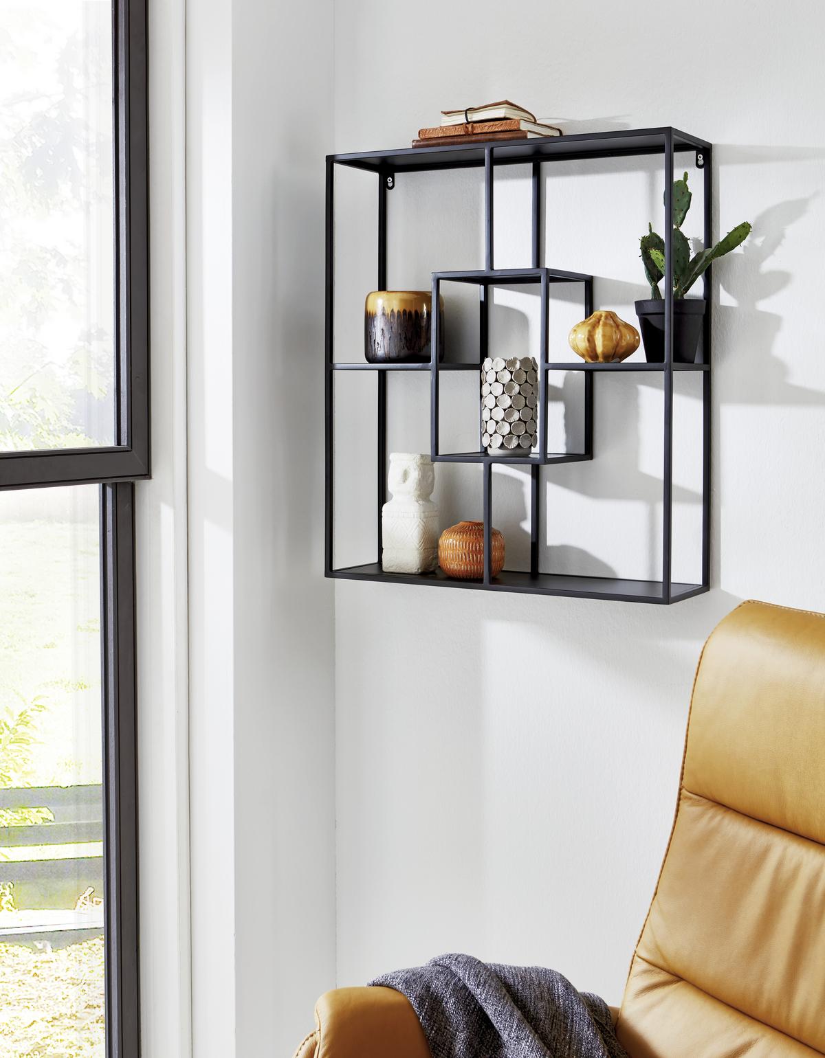 REGAŁ ŚCIENNY KIRKLEES 7 -LOMOCO- - czarny, Modern, metal (60/70/18cm) - Lomoco