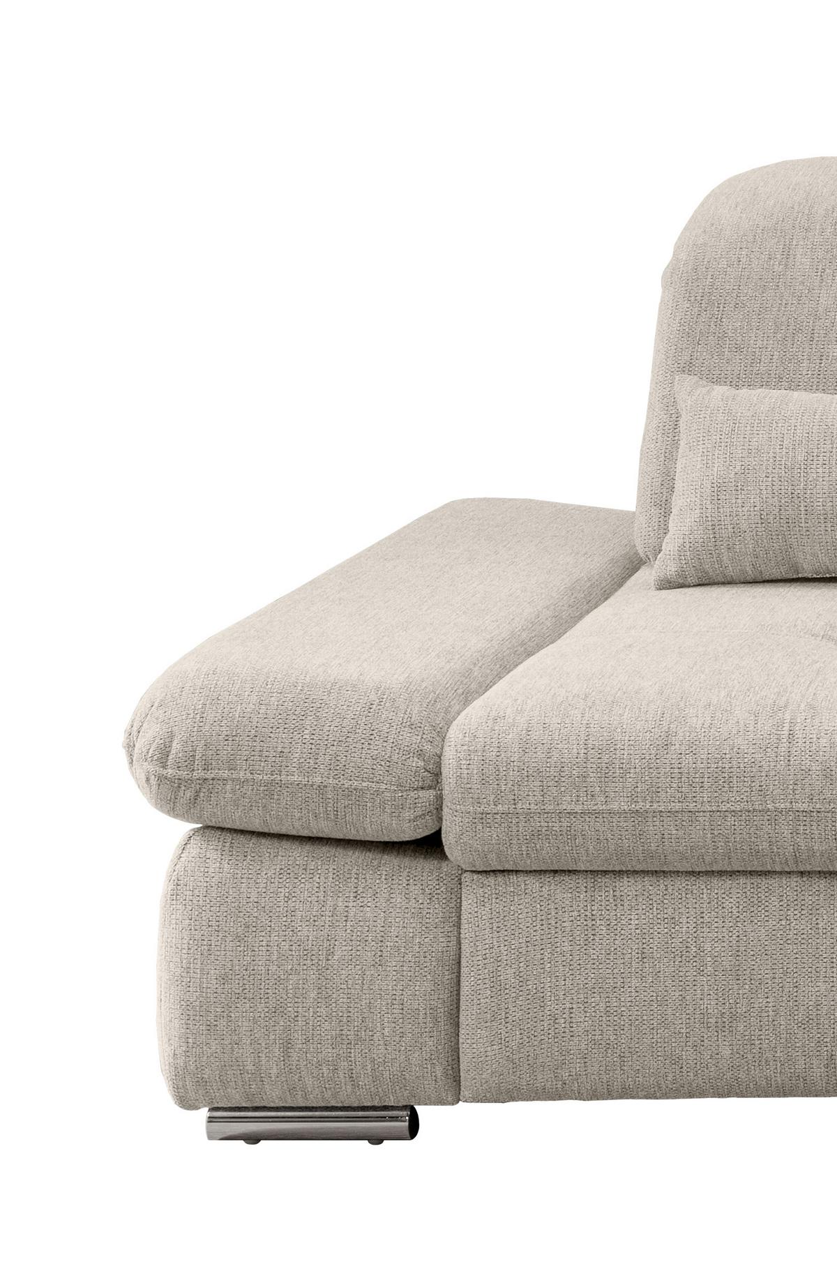 Ecksofa Dalida Beige Chenille m. Bettkasten - Chromfarben/Beige, Design, Textil/Metall (280/254cm) - Livetastic