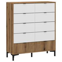 Comodă RICKO - alb/culoare lemn stejar, Trend, material pe bază de lemn (91,5/111,6/40cm) - Modern Living