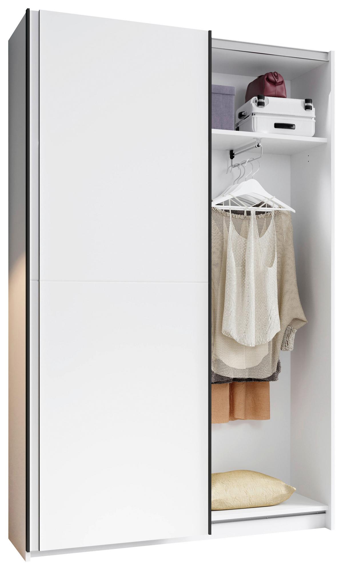 SZAFA PRZESUWNA/PODWIESZ.DRZWI FAST - czarny/biały, Konventionell, materiał drewnopochodny/metal (125/196/38cm) - Boxxx