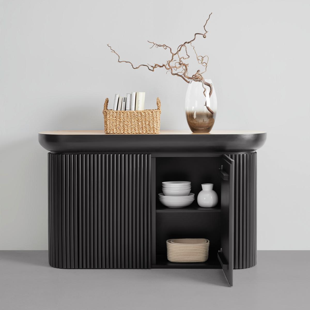 Konsole Tiffy Schwarz/Eichefarben - Eichefarben/Schwarz, MODERN, Holz/Holzwerkstoff (130/76/40cm) - Mömax