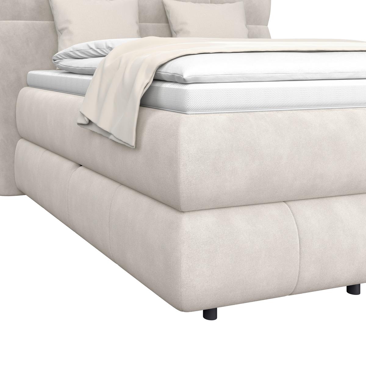 Boxspring Krevet Carmelo - bež/crna, Trend, tekstil/plastika (140/200cm) - Premium Living