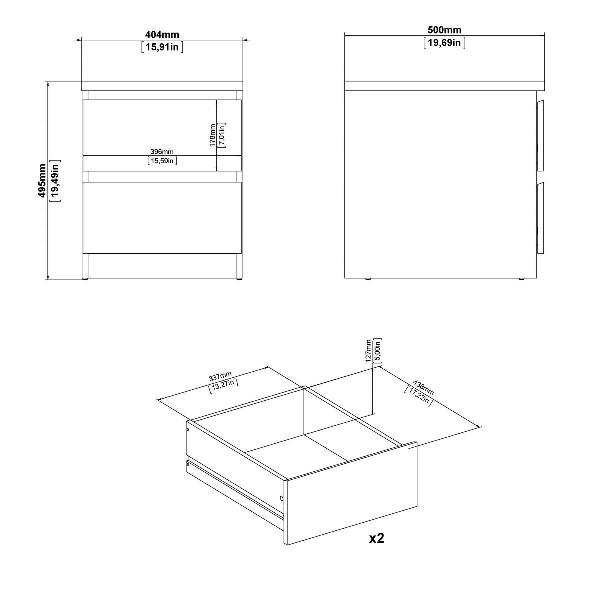SZAFKA NOCNA NAIA - kolor dębowy/kaszmir, Basics, materiał drewnopochodny (40,4/49,5/50cm) - Boxxx
