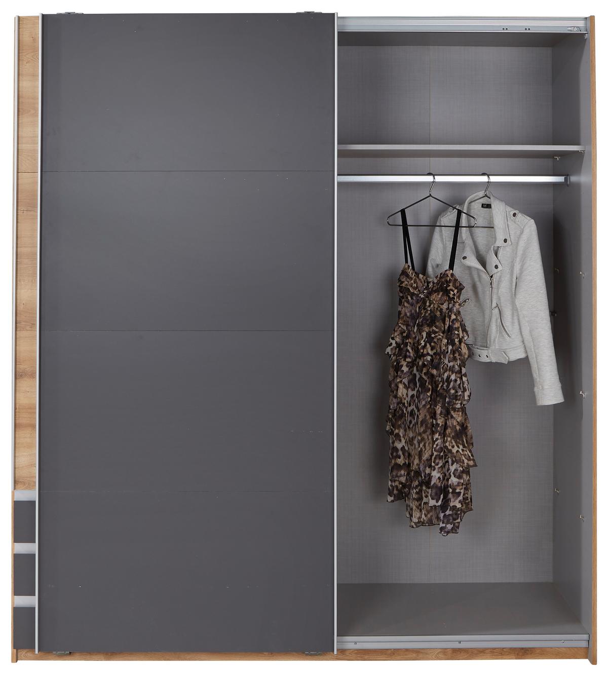 DULAP USI ROTATIVE EMDEN - culoare lemn stejar/grafit, Modern, material pe bază de lemn (180/198/64cm)