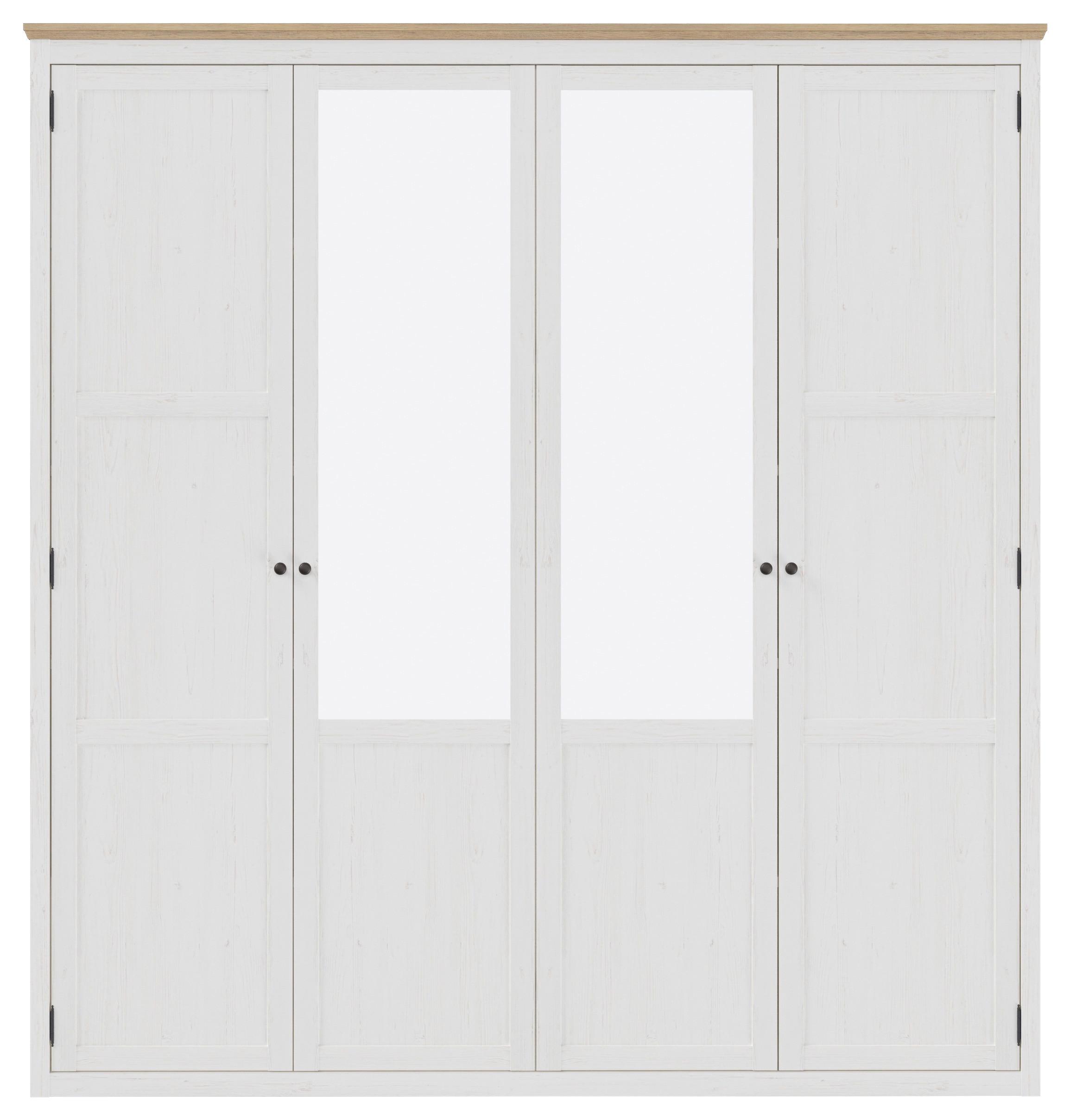 GARDEROB MED GÅNGJÄRNSDÖRRAR KORSIKA -EXKLUSIV- - svart/ekfärgad, Romantik / Lanthus, metall/trämaterial (208,6/219,7/62cm) - Mömax