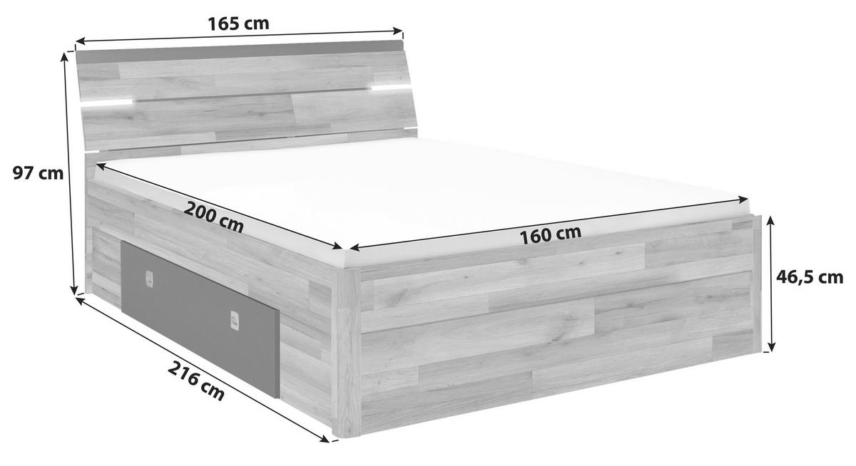 Postelja Mars, S Predali, 160x200 - temno siva/črna, Konvencionalno, umetna masa/leseni material (160/200cm) - MID.YOU