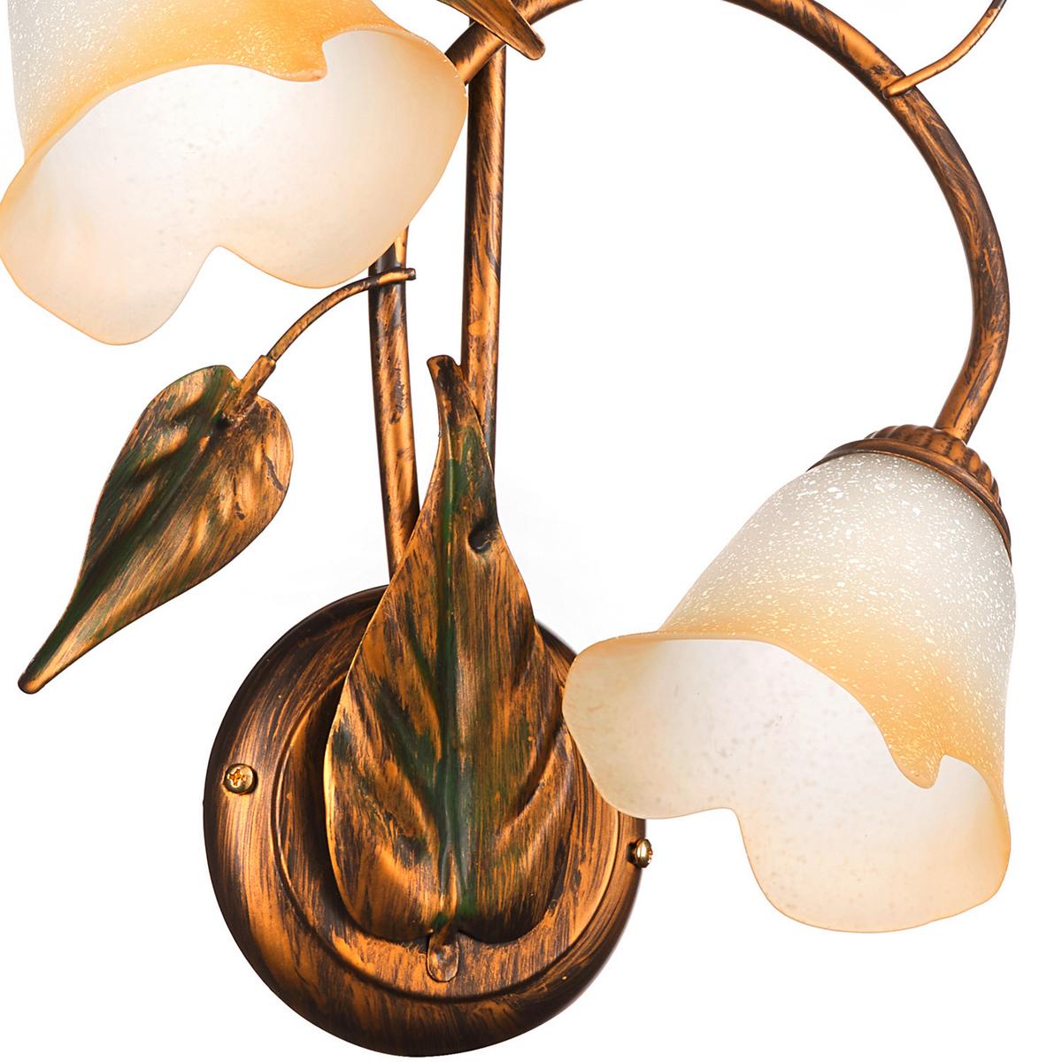 Wandleuchte Miranda Bronze/Olivgrün max. 6 Watt - Bronzefarben/Olivgrün, ROMANTIK / LANDHAUS, Glas/Metall (40/48cm)
