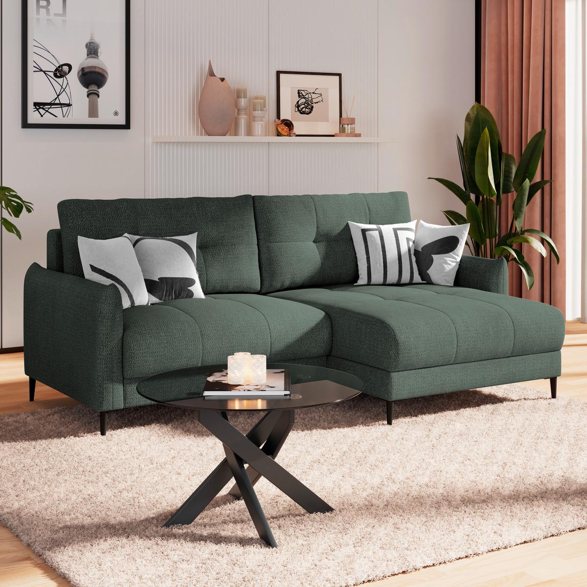 Kutna Garnitura Polis - tamno plava/tamno zelena, Trend, tekstil/metal (221/142cm) - Ondega