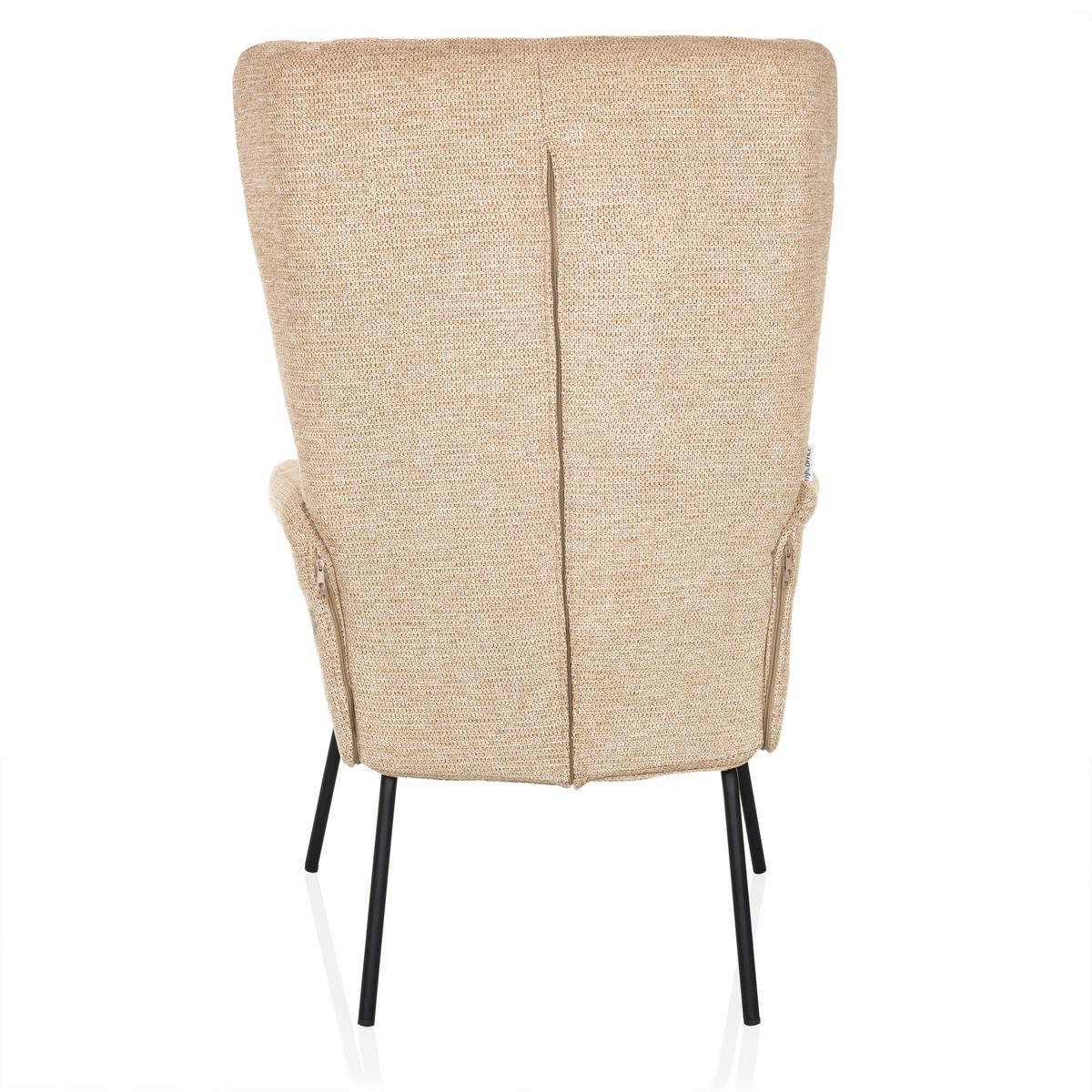 Fotelj Havenio, Bež - črna/bež, Moderno, kovina/tekstil (71/110/71cm) - MID.YOU