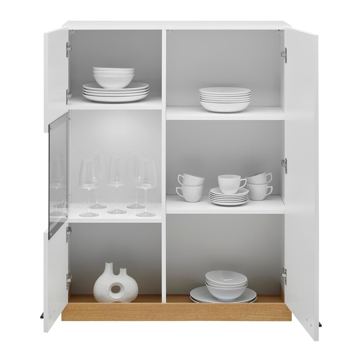 Hängevitrine Kiro Weiß/Eichefarben - MODERN, Glas/Holzwerkstoff (90/120/35cm) - Mömax