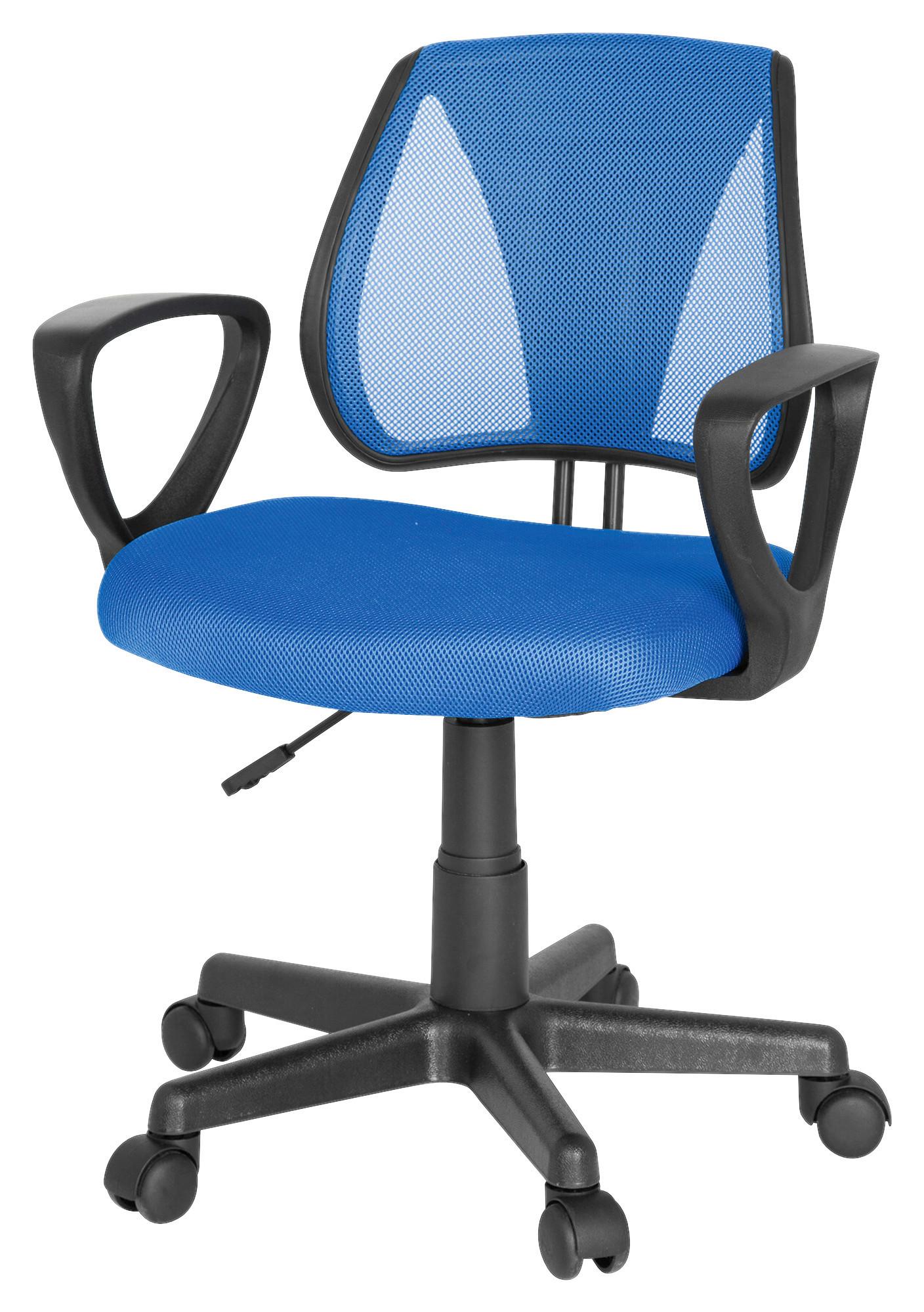 Jugenddrehstuhl Kiddy CD ca. 58x75-92x45 cm Blau - Blau/Schwarz, Basics, Kunststoff (58/75-92/45cm) - MID.YOU