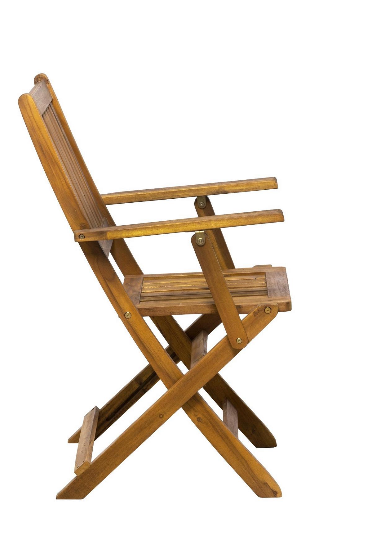 Balkonset 3-tlg. Naturfarben Akazienholz - Naturfarben, Natur, Holz - Gardenson