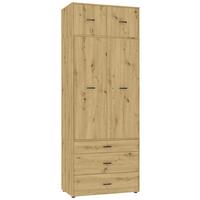 Kleiderschrank Kivo Eiche Artisan - Schwarz/Eiche Artisan, Basics, Holzwerkstoff/Kunststoff (90/239,40/52,1cm) - Based
