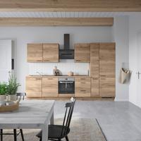 Küchenblock Structura High m. Geräten Eiche dunkel - Eiche dunkel/Schwarz, MODERN, Holzwerkstoff/Metall (330cm) - Nobilia