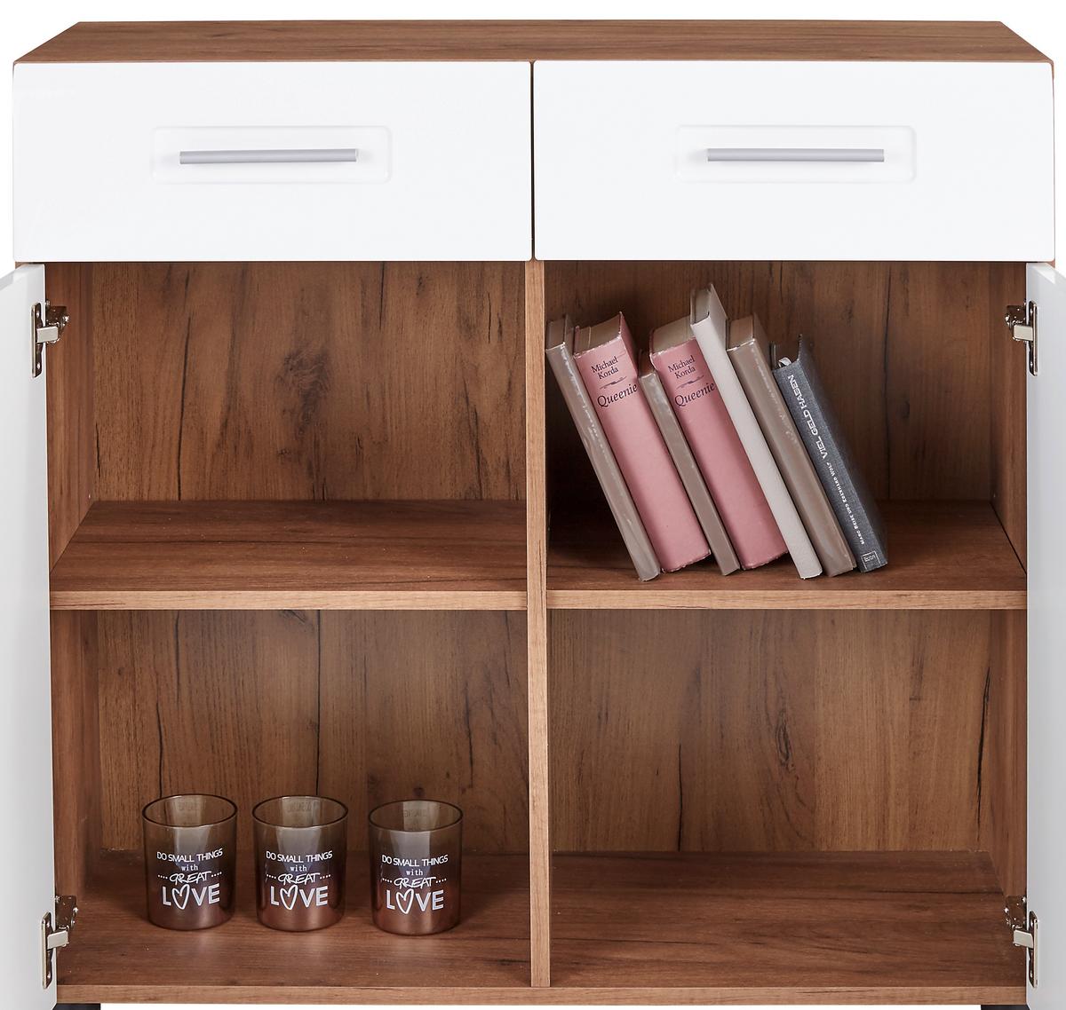 Komoda Avensis New, Bela, Barva Hrasta - črna/barve hrasta, Konvencionalno, umetna masa/leseni material (90/85,4/37cm) - Mömax