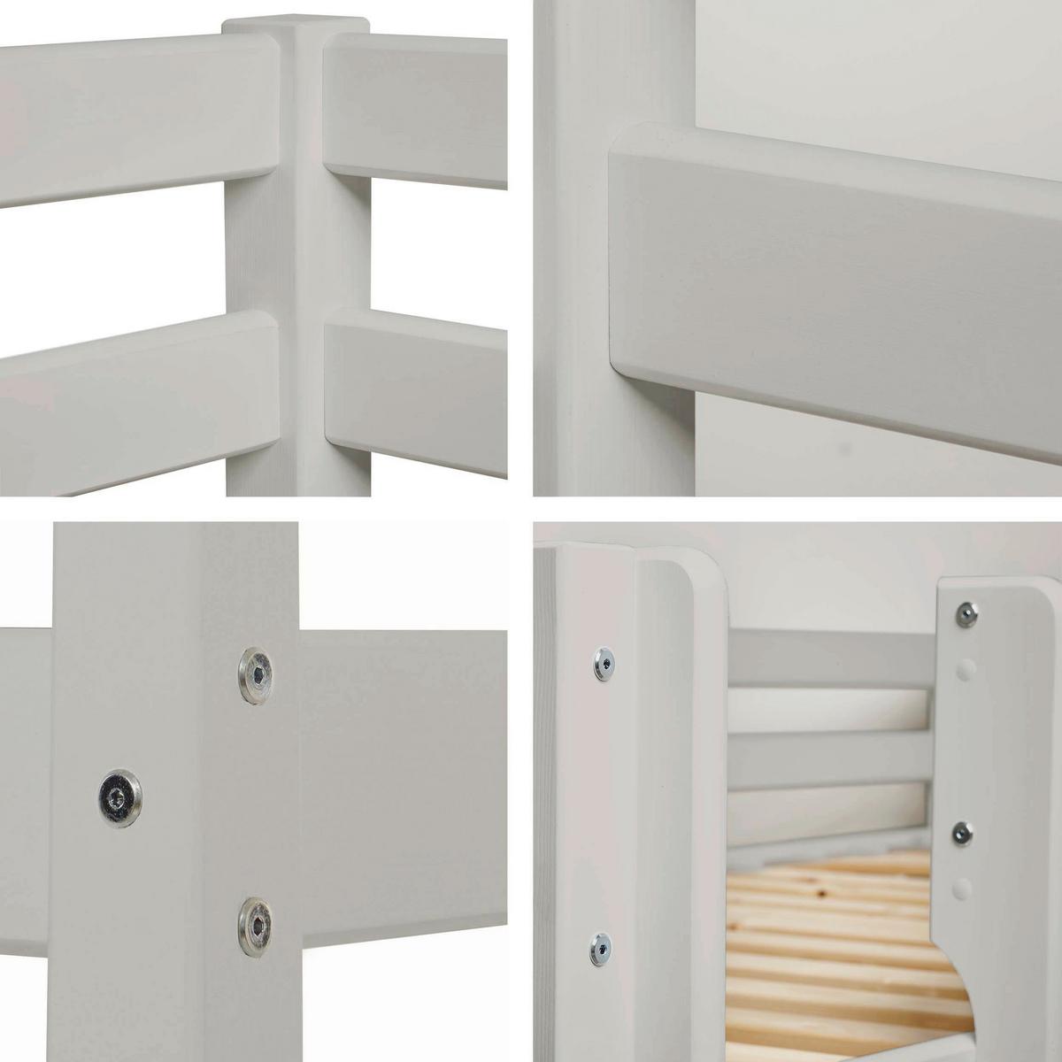 Etagenbett ECO COMFORT Grau Echtholz vollmassiv - Naturfarben/Grau, MODERN, Holz (90/200cm) - MID.YOU