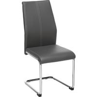 Schwingstuhl Eni in Grau Lederlook - Chromfarben/Weiß, Textil/Metall (44/96/57cm) - Based