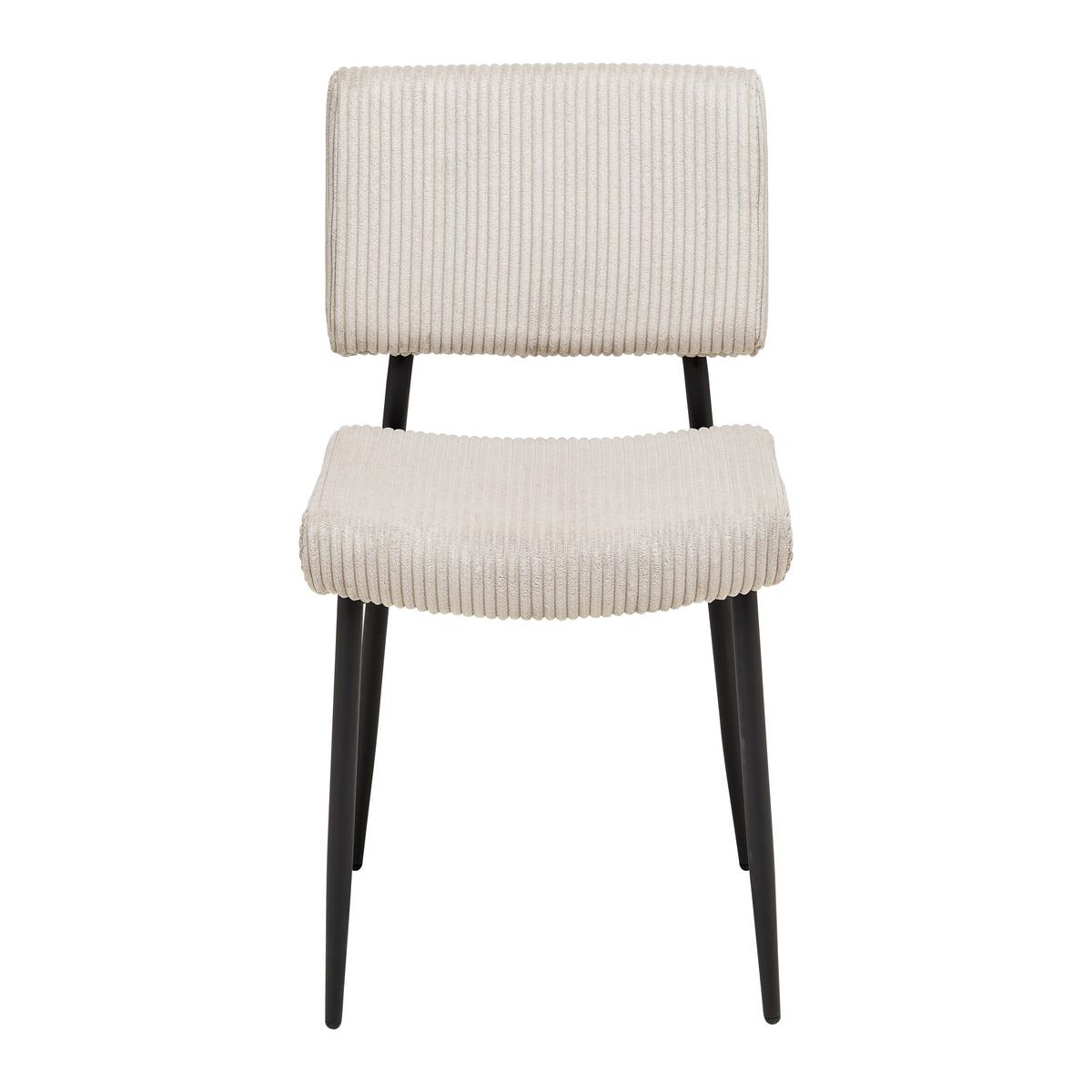 Stol Elia, Bež, Rebrasti Žamet - črna/bež, Moderno, kovina/tekstil (56/85/47cm) - Bessagi Home