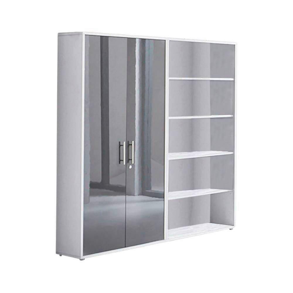 Aktenschrank Office Edition Sw Set 1 hoch Weiß/Anthrazit - Anthrazit Hochglanz/Weiß, MODERN, Holzwerkstoff (168,8/185,6/33cm) - MID.YOU