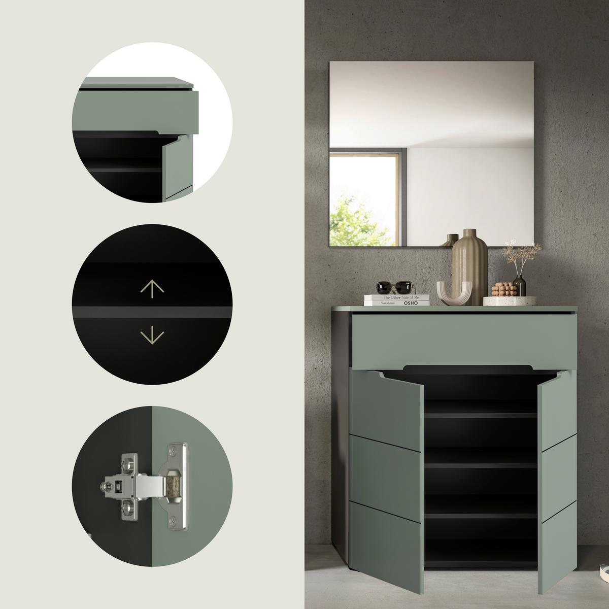 Predsoba Canu, Sivozelena, 2-Delna - siva/sivozelena, Design, leseni material (80/190/37cm) - Livetastic