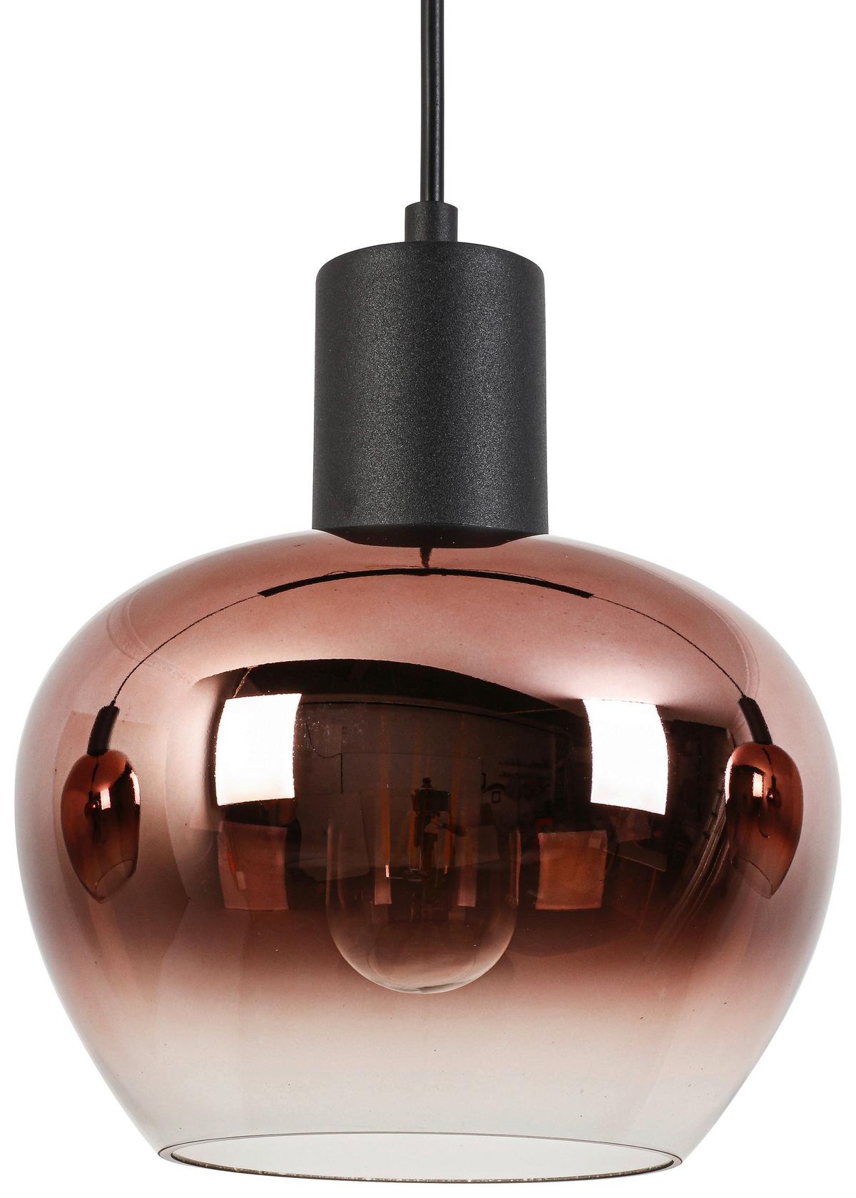 Hängeleuchte Schön Kupferfarben max. 40 Watt - Schwarz/Kupferfarben, MODERN, Glas/Kunststoff (86/18/120cm) - Mömax