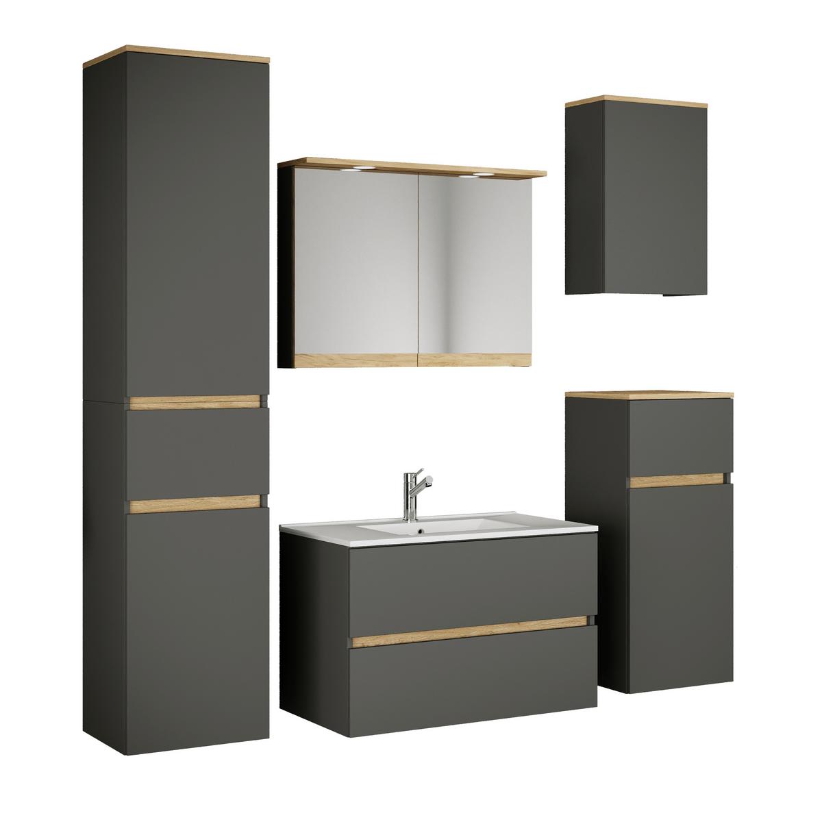 Badezimmer Cosila - Weiss/Anthrazit, Trend, Keramik/Holzwerkstoff (161cm) - MID.YOU