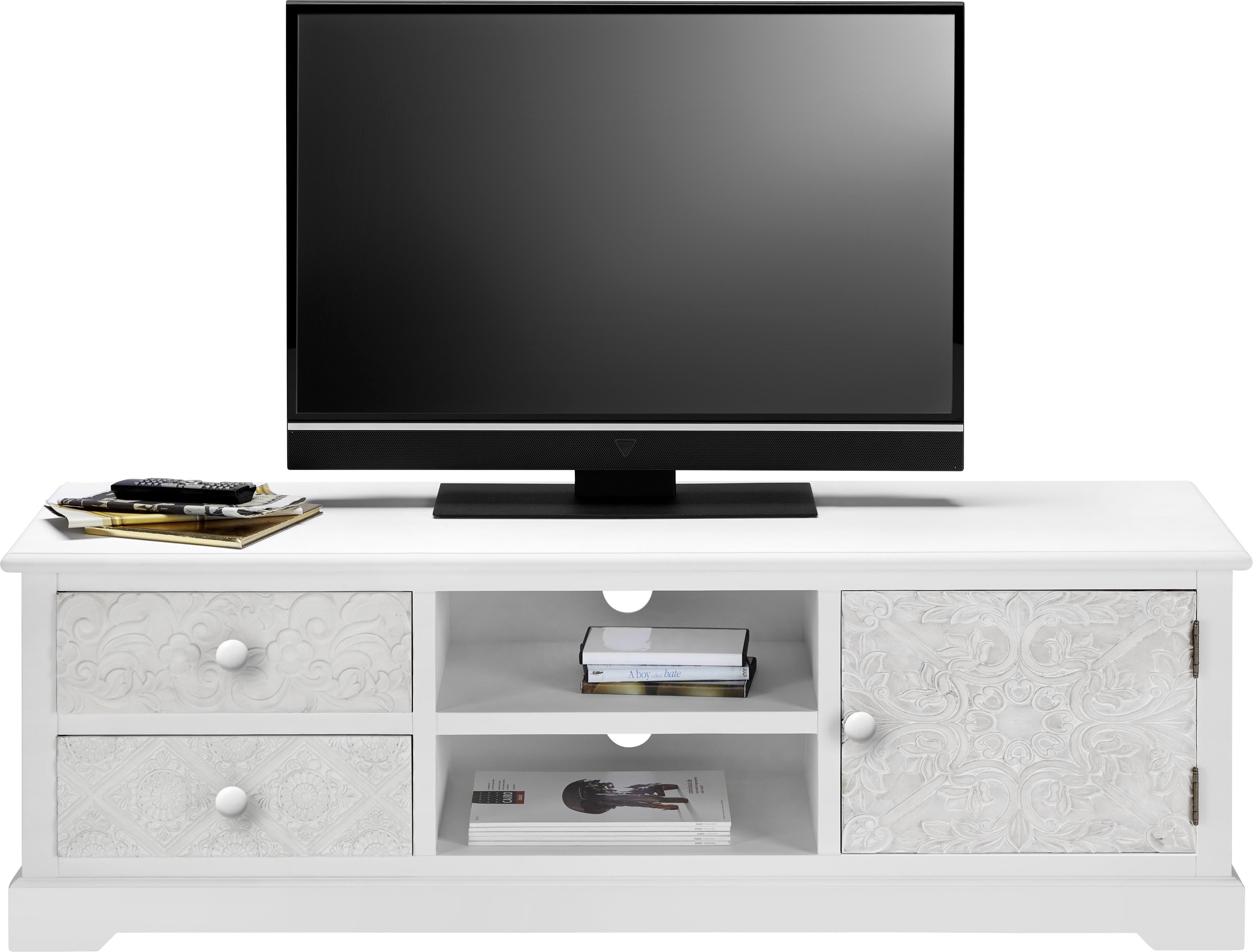 TV-elem AVERY - Fehér/Bronz, modern, Fém/Fa (140/45/40cm) - Bessagi Home