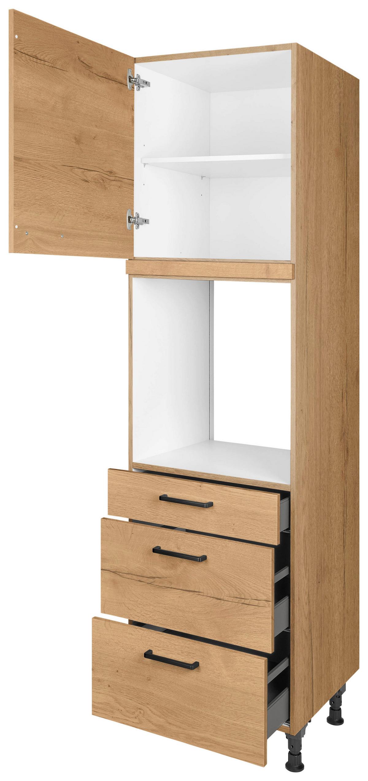 Geräteumbauschrank Structura Eiche - Eichefarben/Schwarz, MODERN, Holzwerkstoff/Metall (60/216,6/58cm) - Nobilia