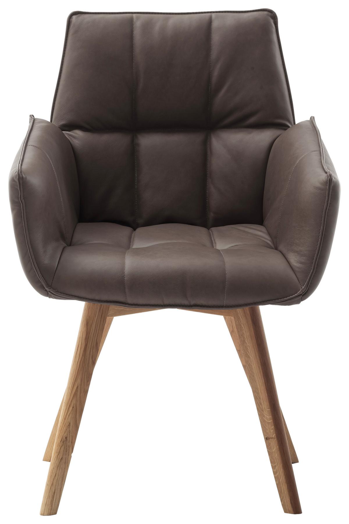 KRZESŁO Z PODŁOKIETNIKAMI CORK - dąb dziki/cappuccino, Konventionell, skóra/drewno (61/87/63cm) - Linea Natura