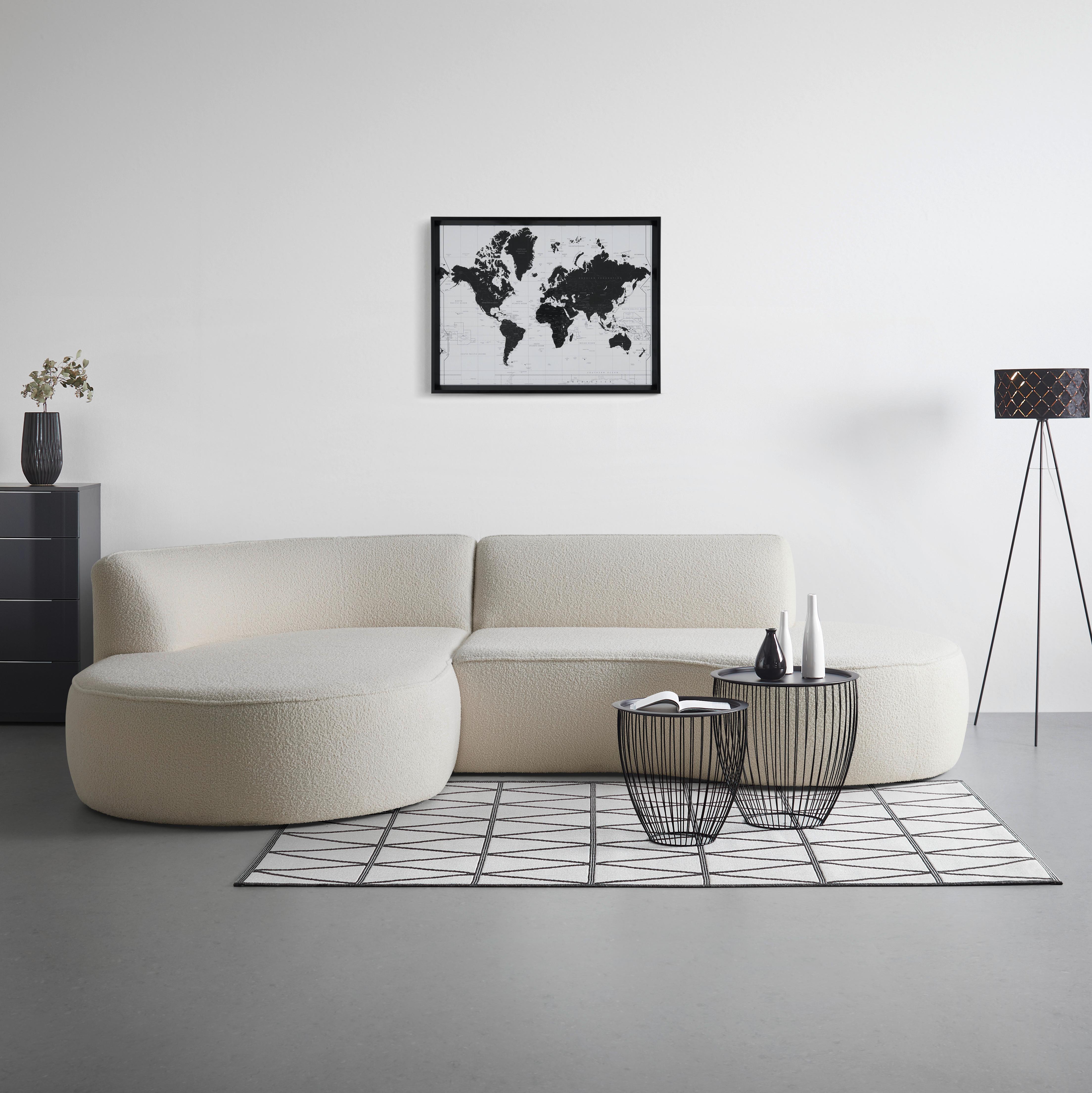 Sofa Belmondo Ecru - Ecru/Schwarz, MODERN, Kunststoff/Textil (296/75/184cm) - Mömax