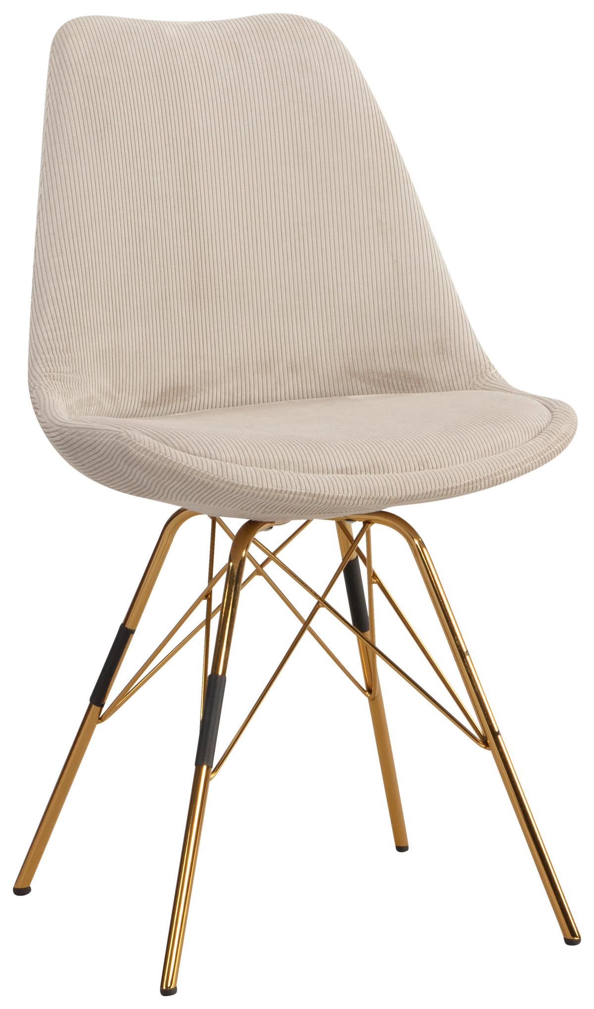 Set Naslanjačev Cara - zlate barve/bež, Moderno, kovina/tekstil (48/85/58cm) - MID.YOU