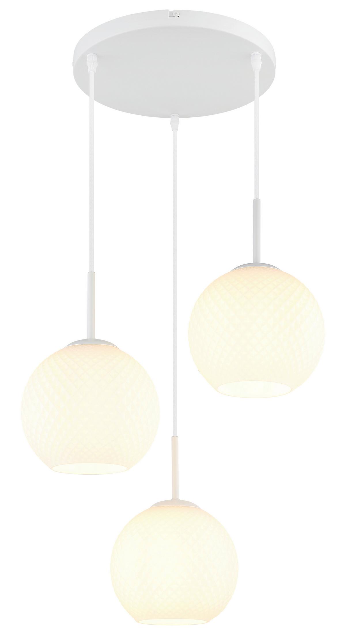 Viseća Svjetiljka Andre - bijela, Design, staklo/metal (46/120cm) - Globo