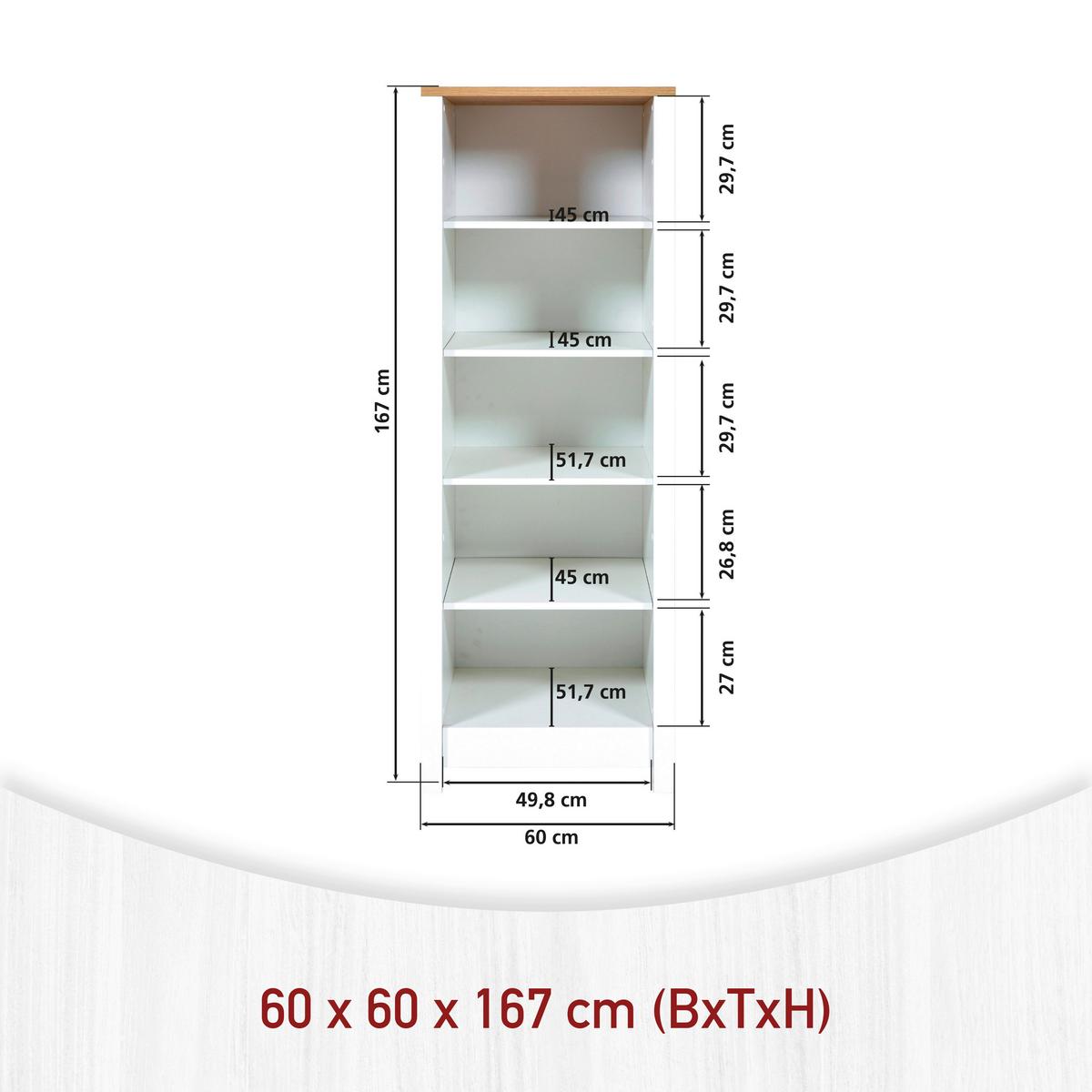 Standregal Sicilia Weiß/Eiche Artisan - Weiß/Eiche Artisan, ROMANTIK / LANDHAUS, Holzwerkstoff (60/167/60cm) - Mömax