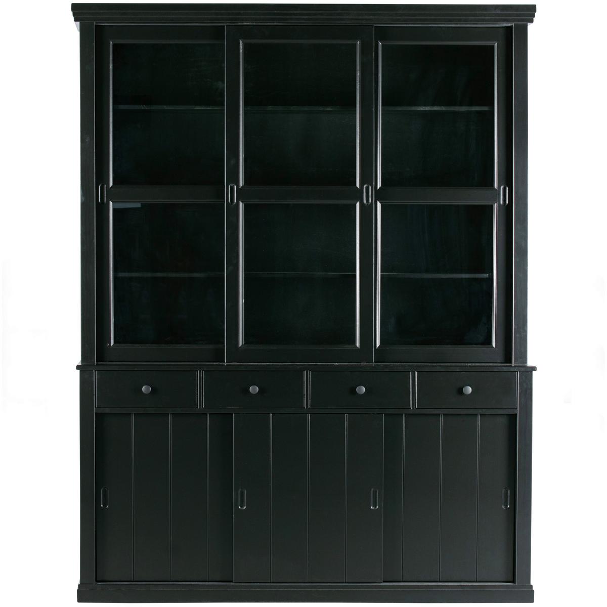 Vitrine Lagos Schwarz - Schwarz, Design, Glas/Holz (166/214/48cm) - Livetastic