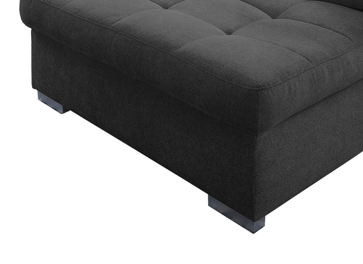 Wohnlandschaft Zira Schwarz Nylon/Mikrofaser - Chromfarben/Schwarz, Design, Kunststoff/Textil (212/330/169cm) - Livetastic