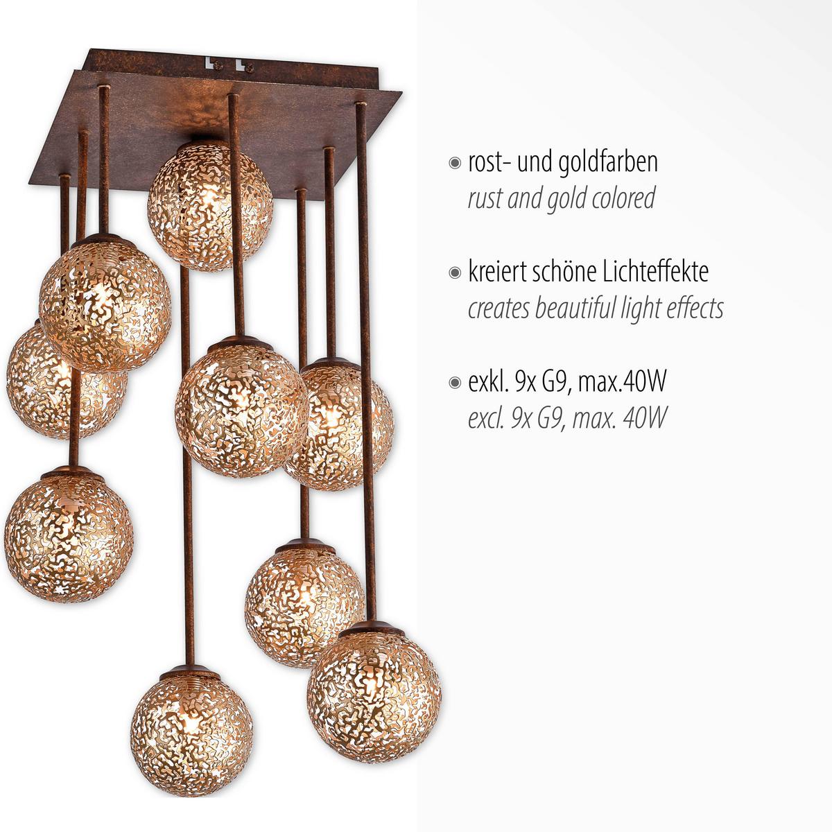 LED-Deckenleuchte Greta Rostfarben max. 40 Watt - Rostfarben, KONVENTIONELL, Kunststoff/Metall (30,5/30,5/55,4cm) - Paul Neuhaus