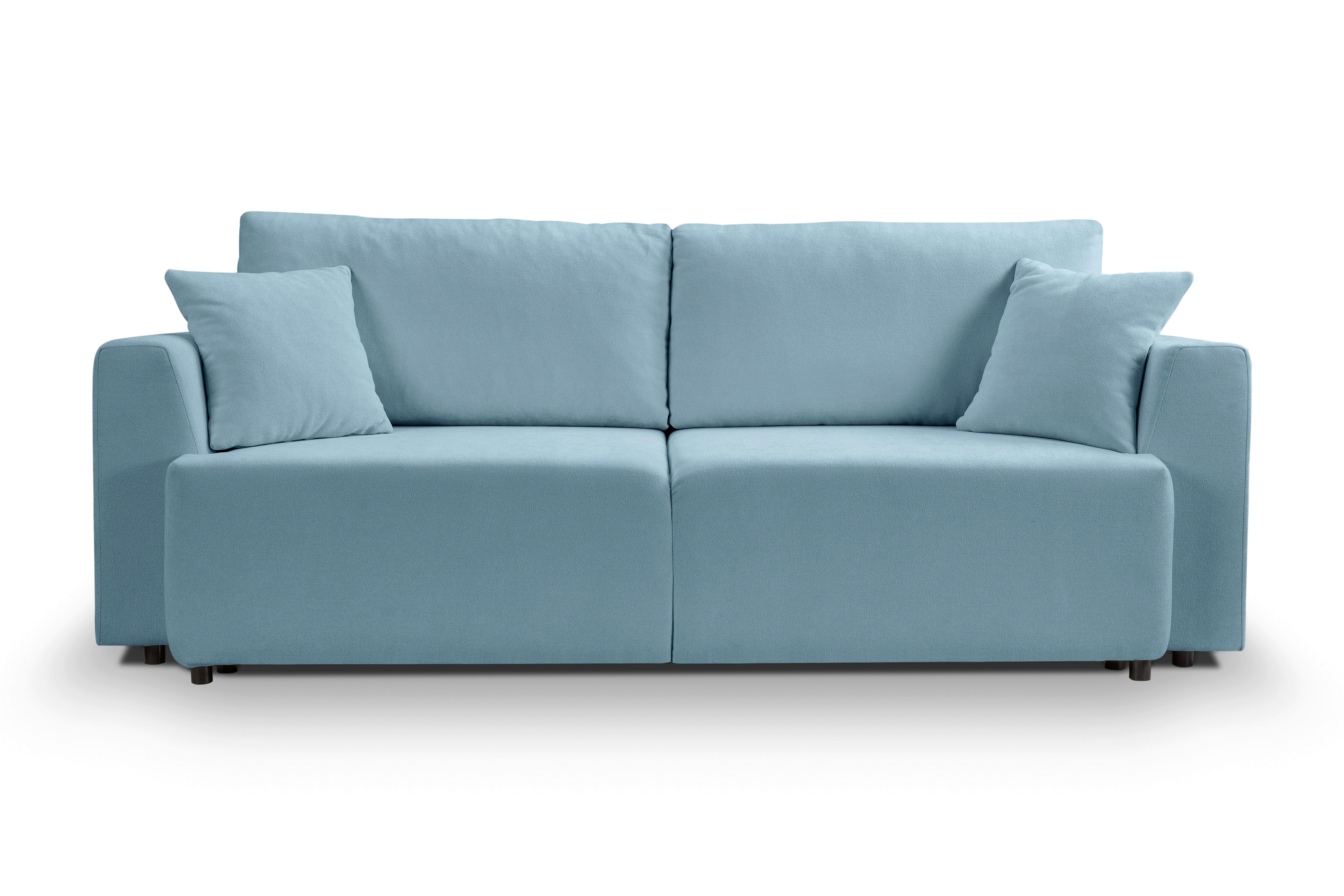 Schlafsofa Point Hellblau - Schwarz/Hellblau, Basics, Holz/Kunststoff (250/95/99cm) - MID.YOU