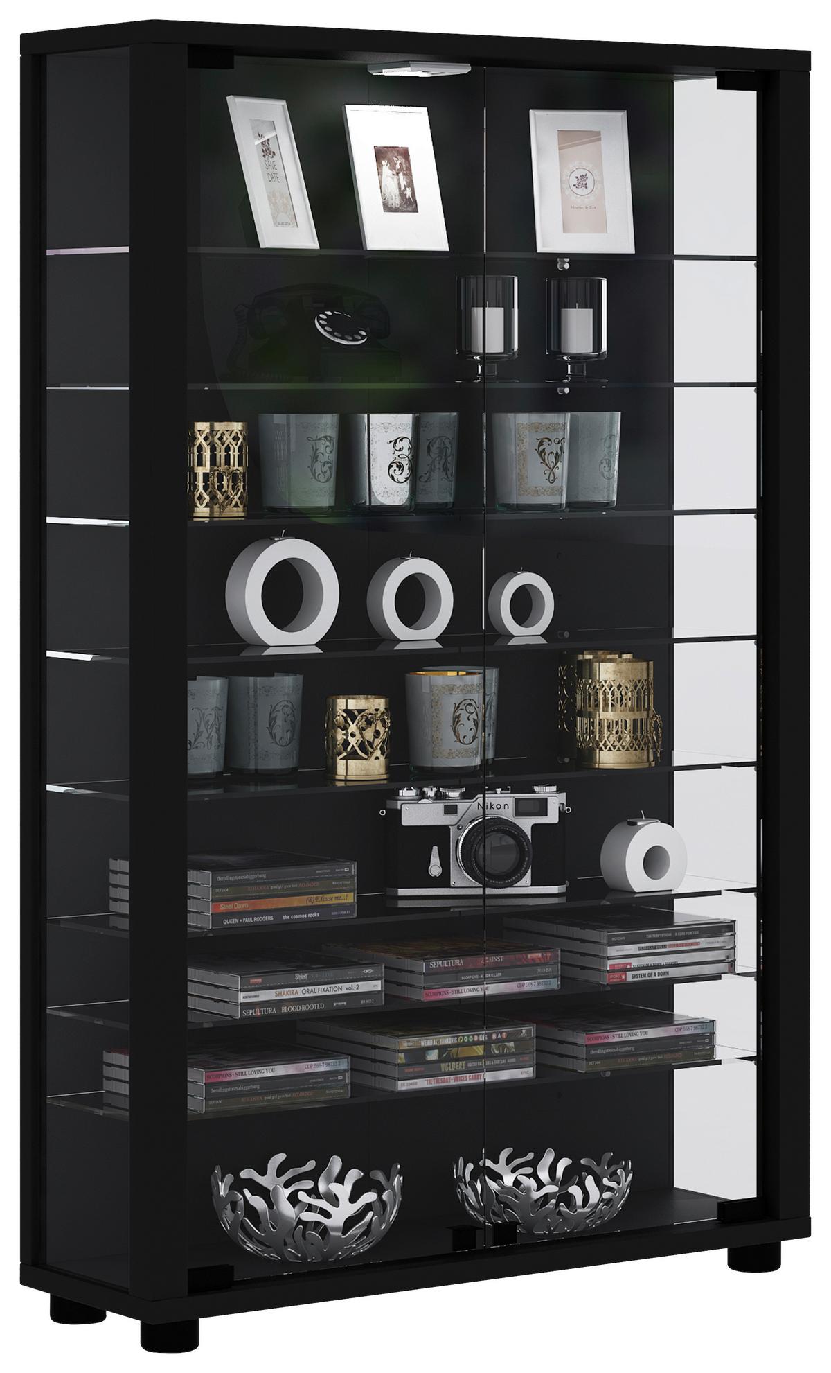 VITRINE LUMO MINI - Transparent/Schwarz, Design, Glas/Holzwerkstoff (59/90/18cm) - MID.YOU