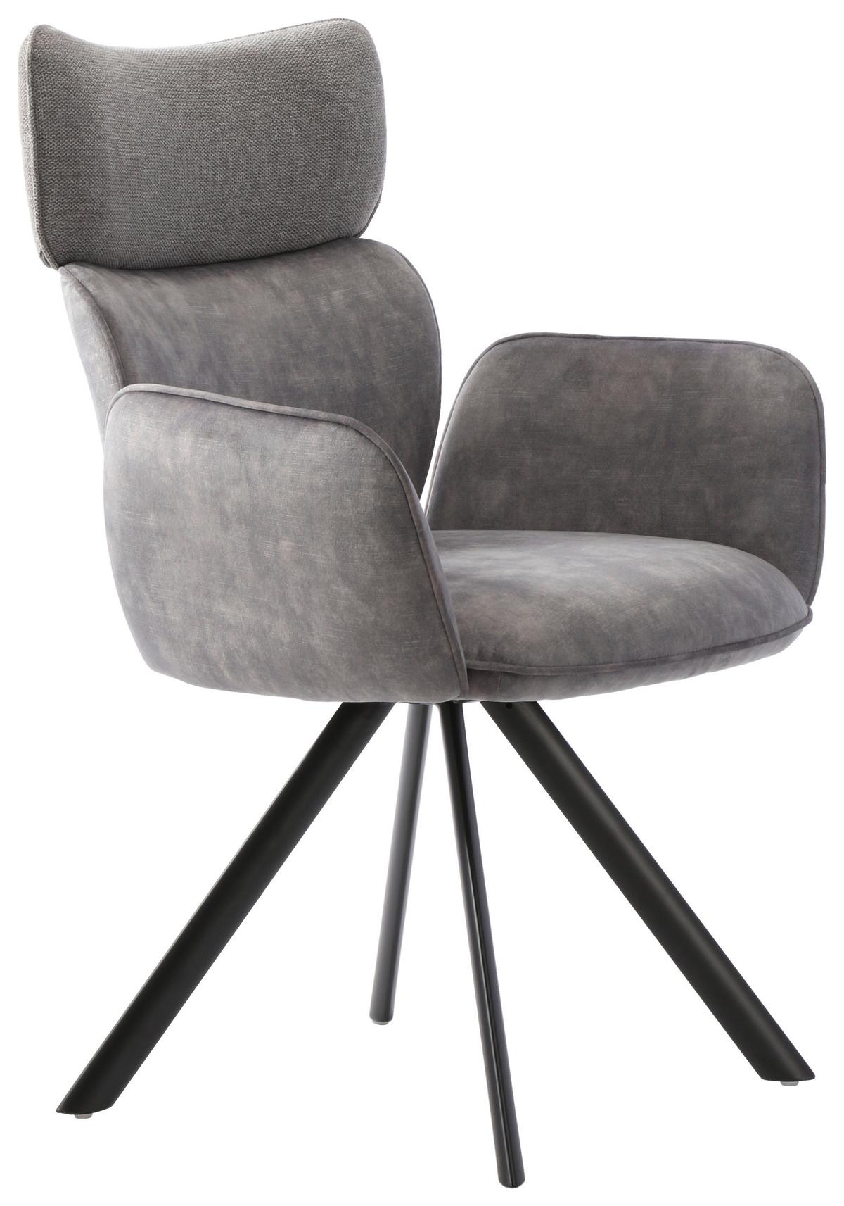 KRZESŁO Z PODŁOKIETNIKAMI GEROLD   -HOM IN- - czarny/szary, Design, metal/tkanina (64,5/93/61cm) - Hom`in